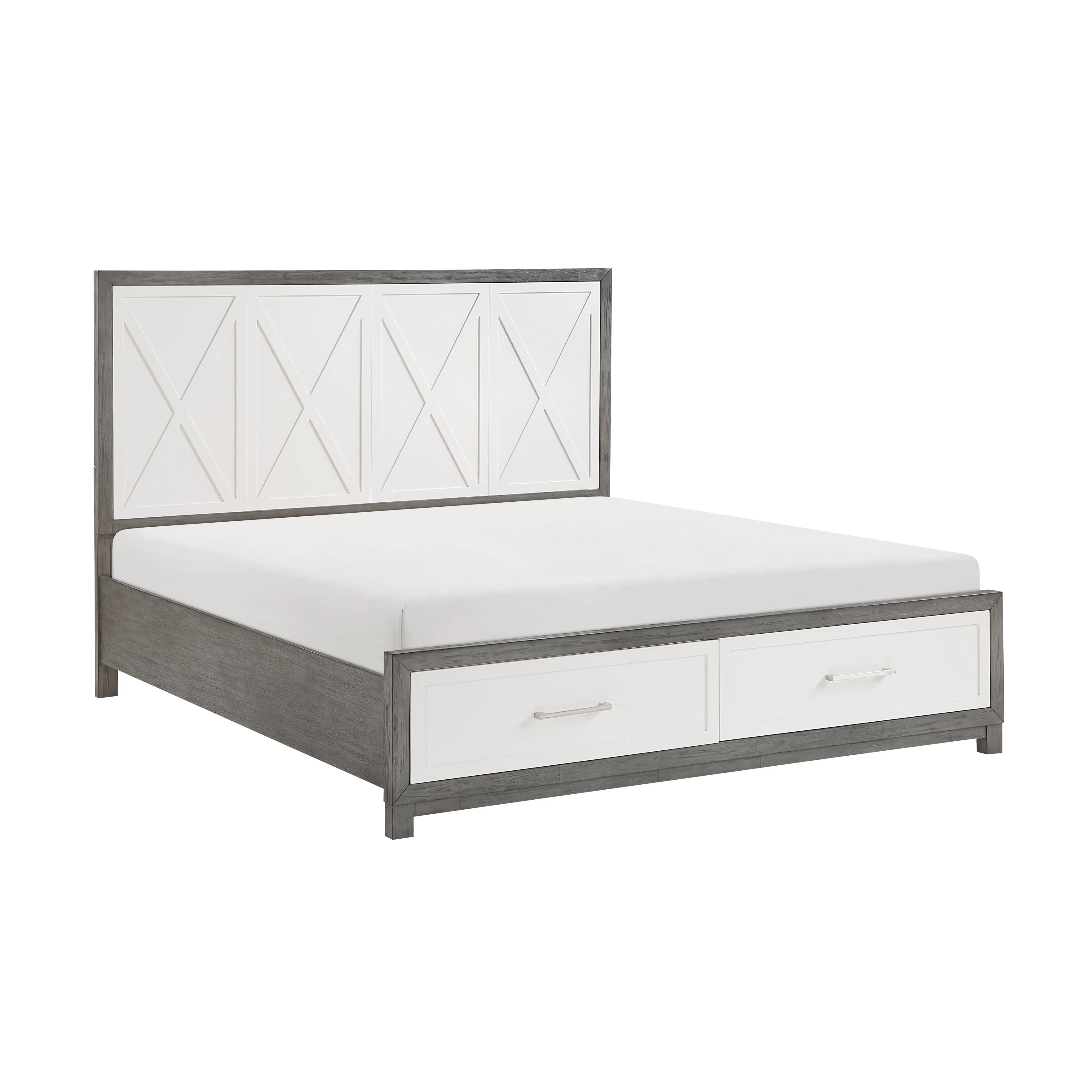 Rowan Ivory/Gray California King Platform Bed with Footboard Storage - Image 3