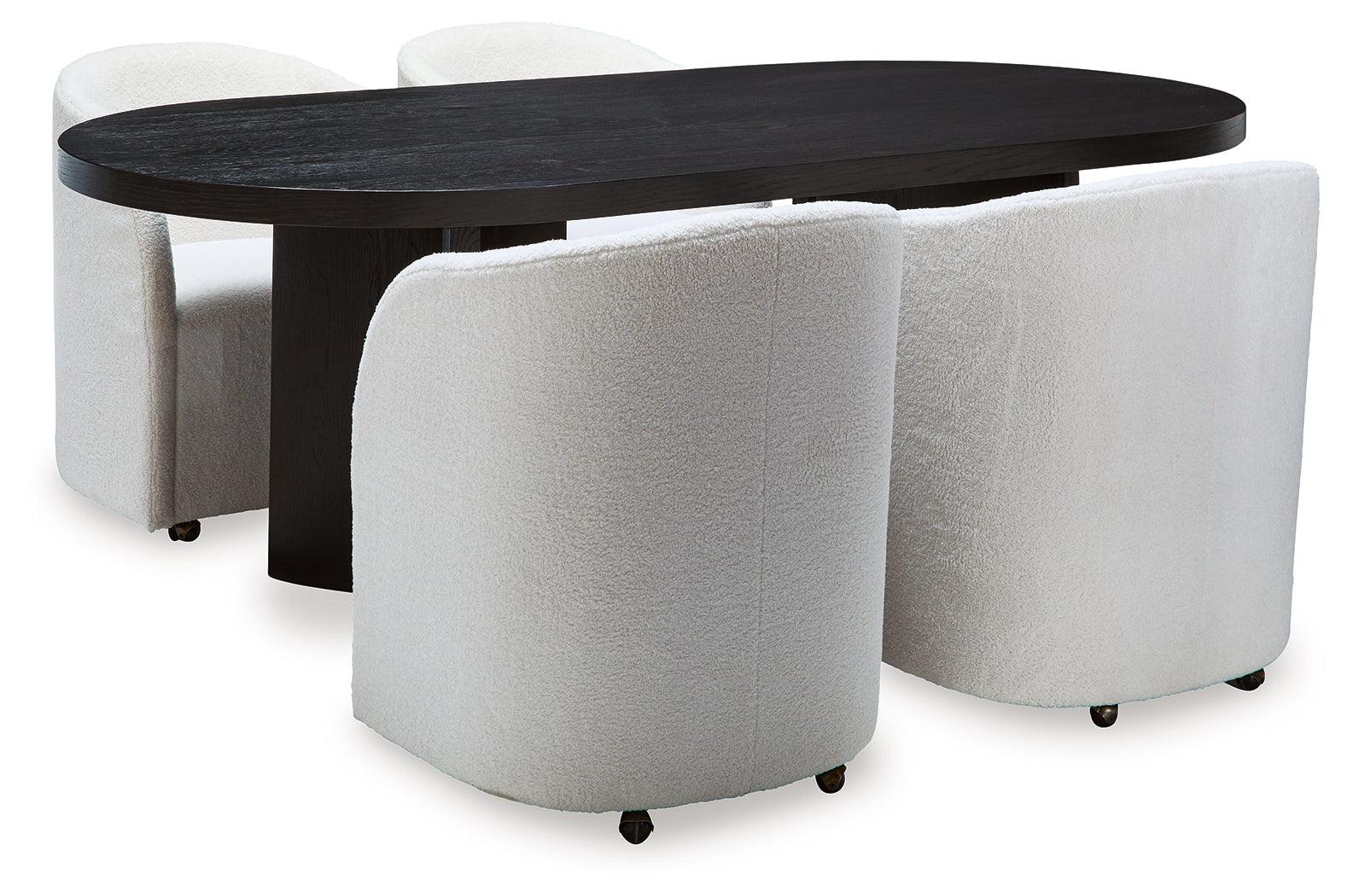 Rowanbeck Black/White Dining Table and 4 Chairs