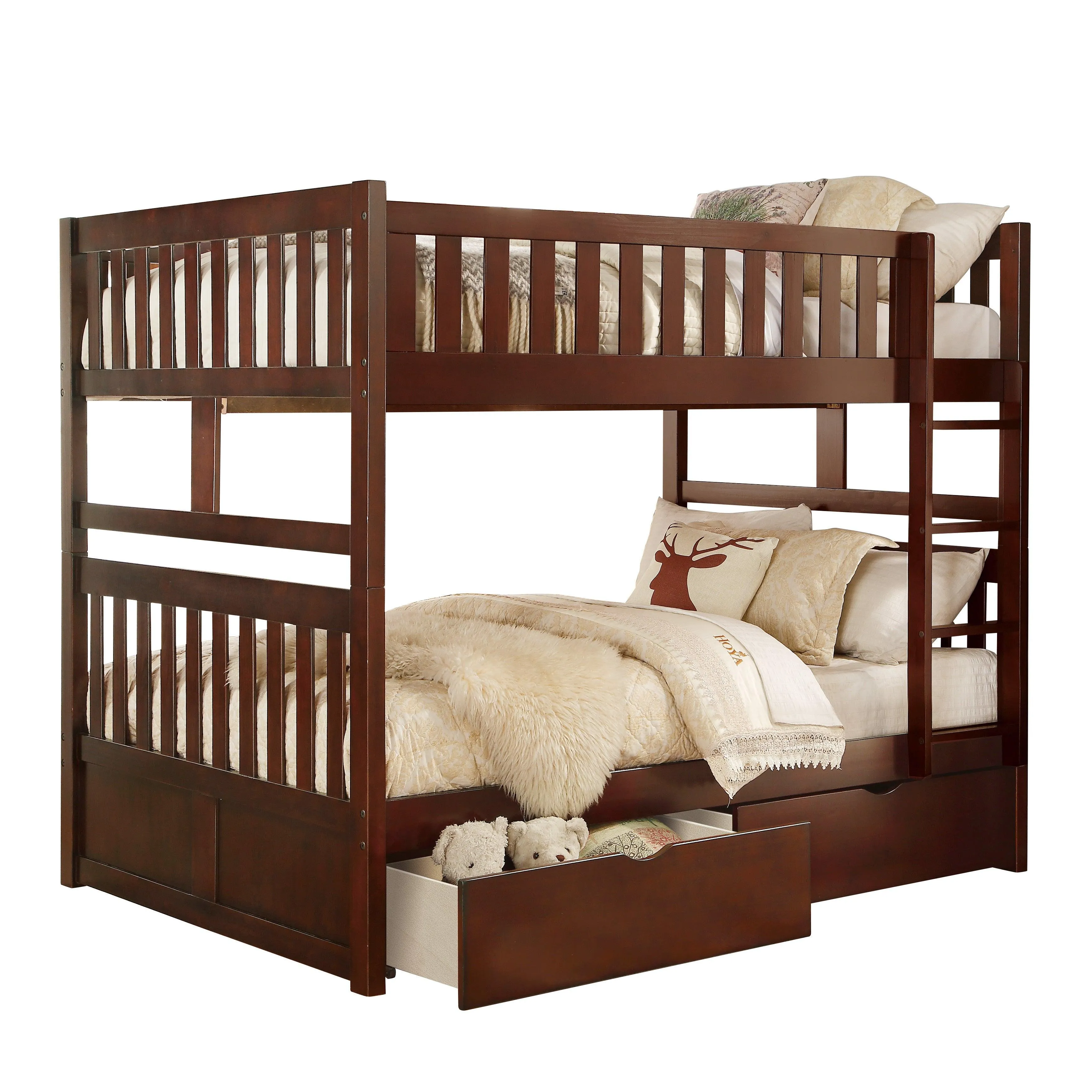 Rowe Dark Cherry Full/Full Bunk Bed with Storage Boxes - Image 2