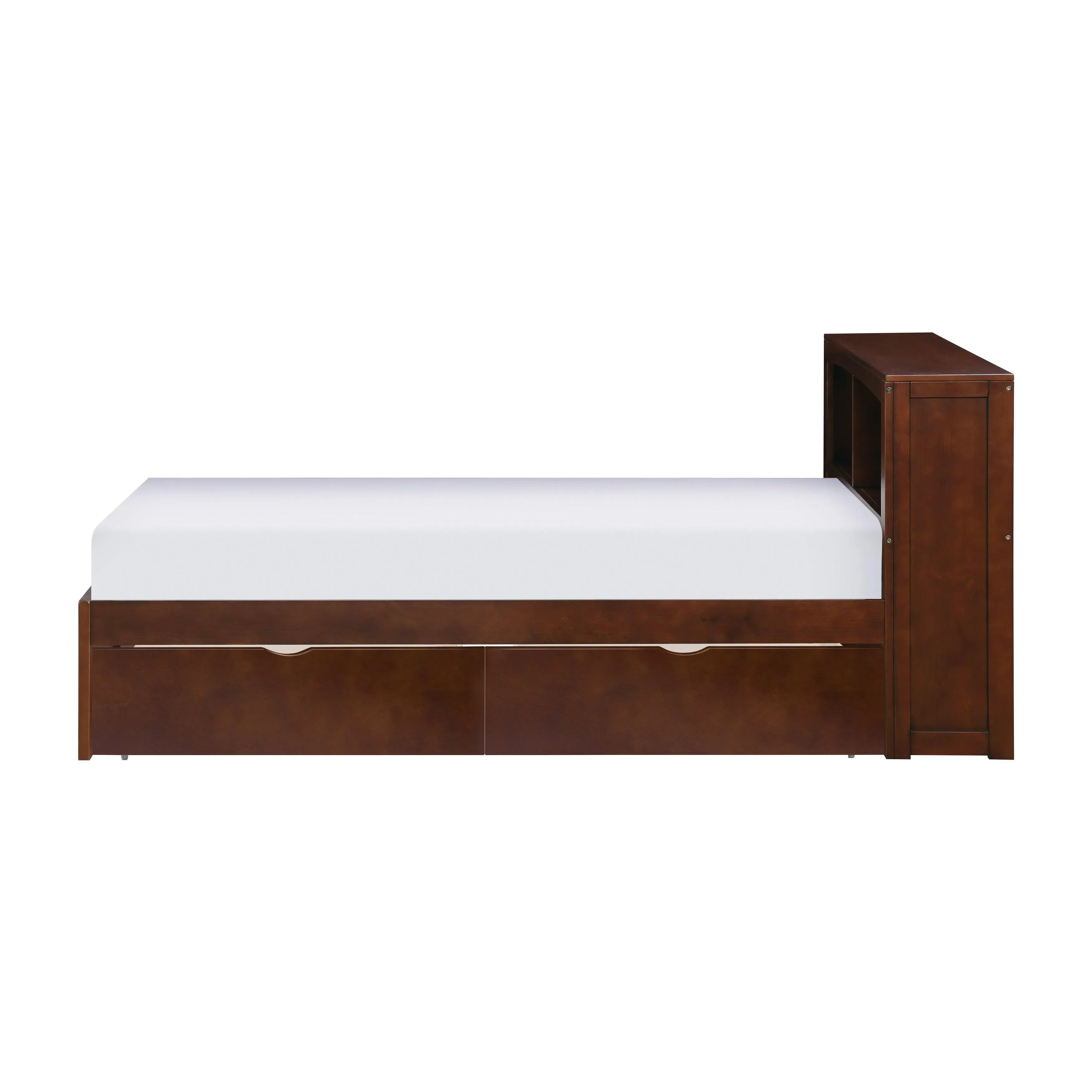 Rowe Dark Cherry Twin Bookcase Bed with Storage Boxes - Image 4