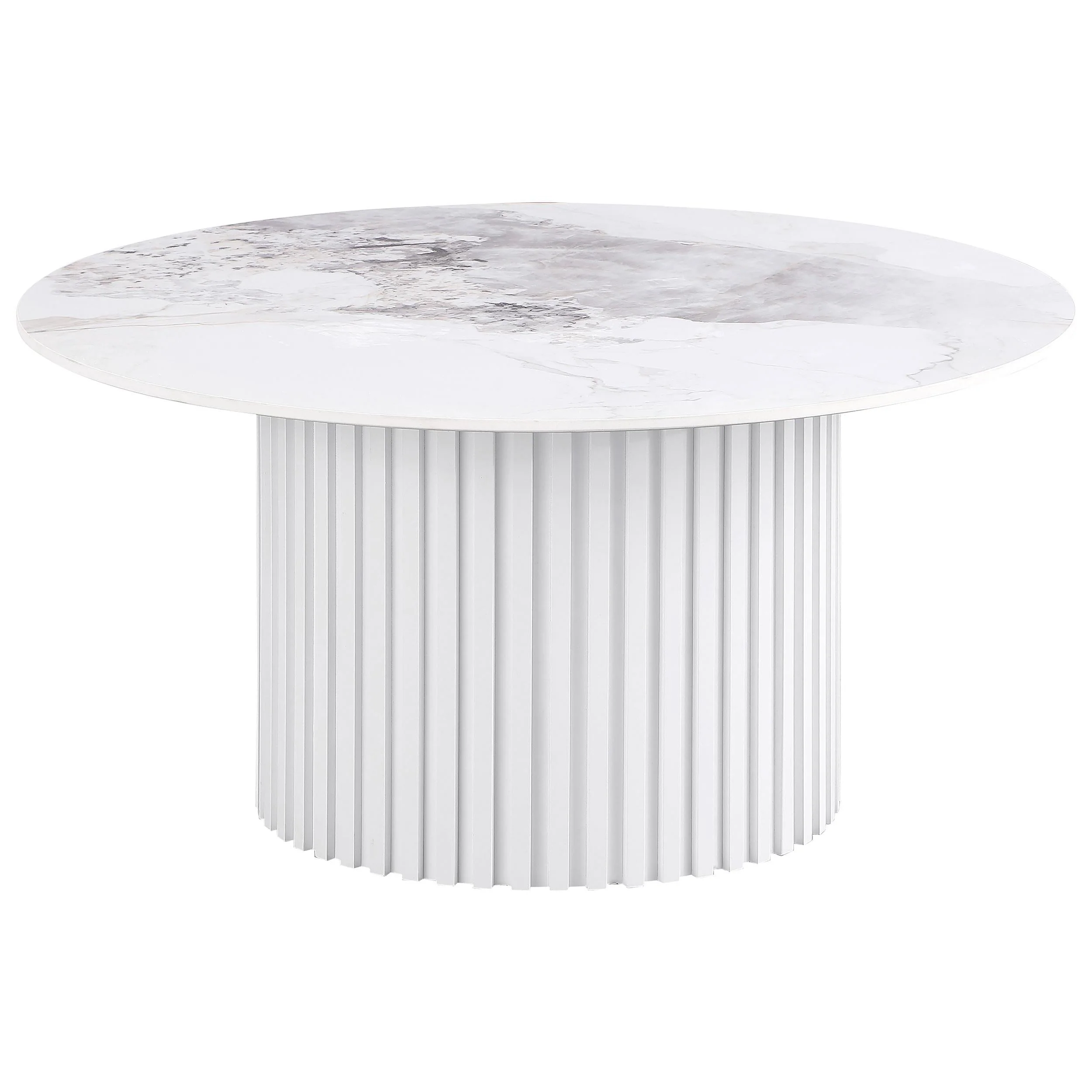 Rowena White Round Faux Marble Top Coffee Table - Image 2