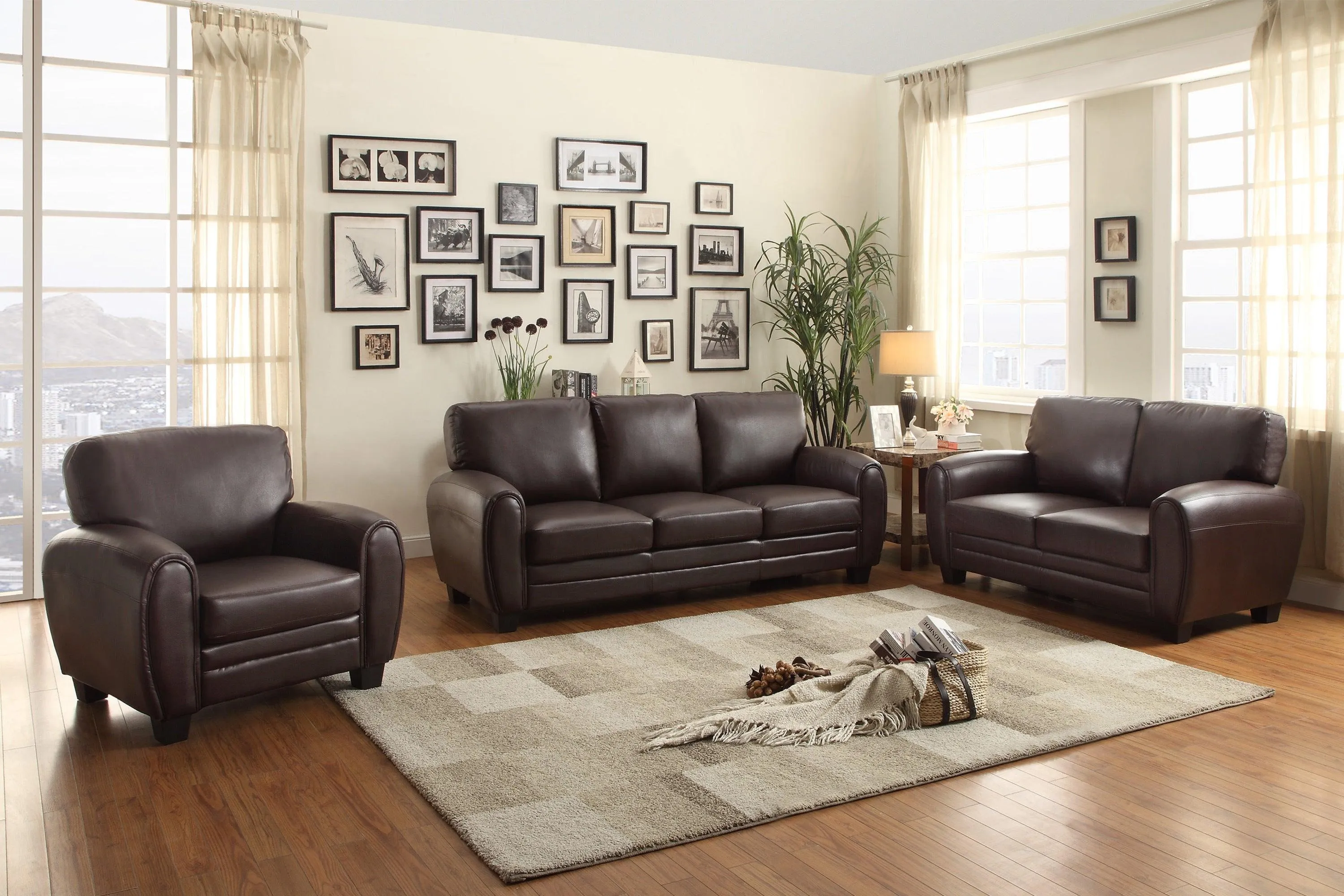 Rubin Dark Brown Faux Leather Loveseat - Image 2