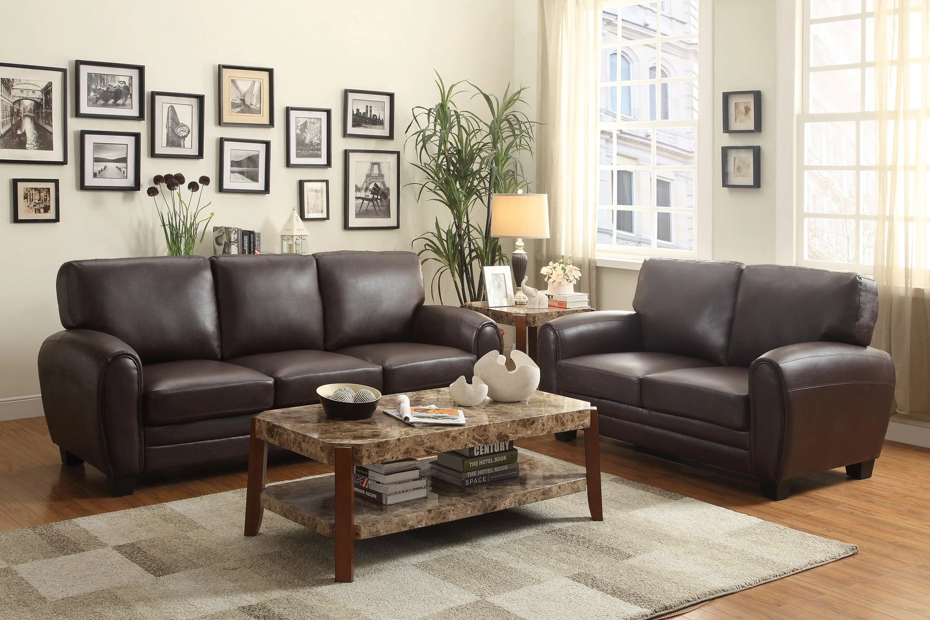 Rubin Dark Brown Faux Leather Loveseat - Image 6