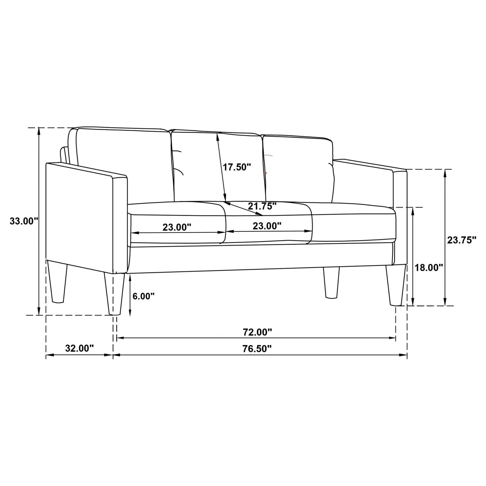 Ruth 3-piece Upholstered Track Arm Sofa Set Black - Image 16