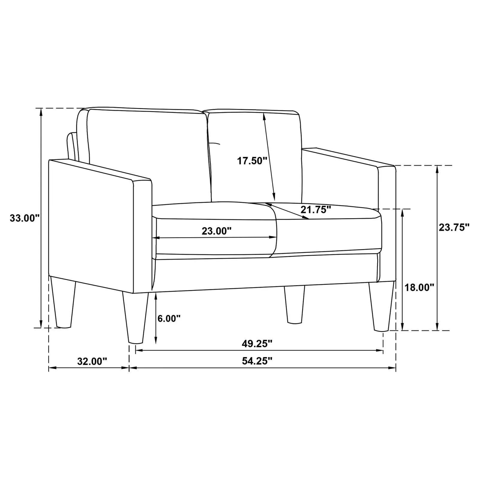 Ruth 3-piece Upholstered Track Arm Sofa Set Black - Image 17
