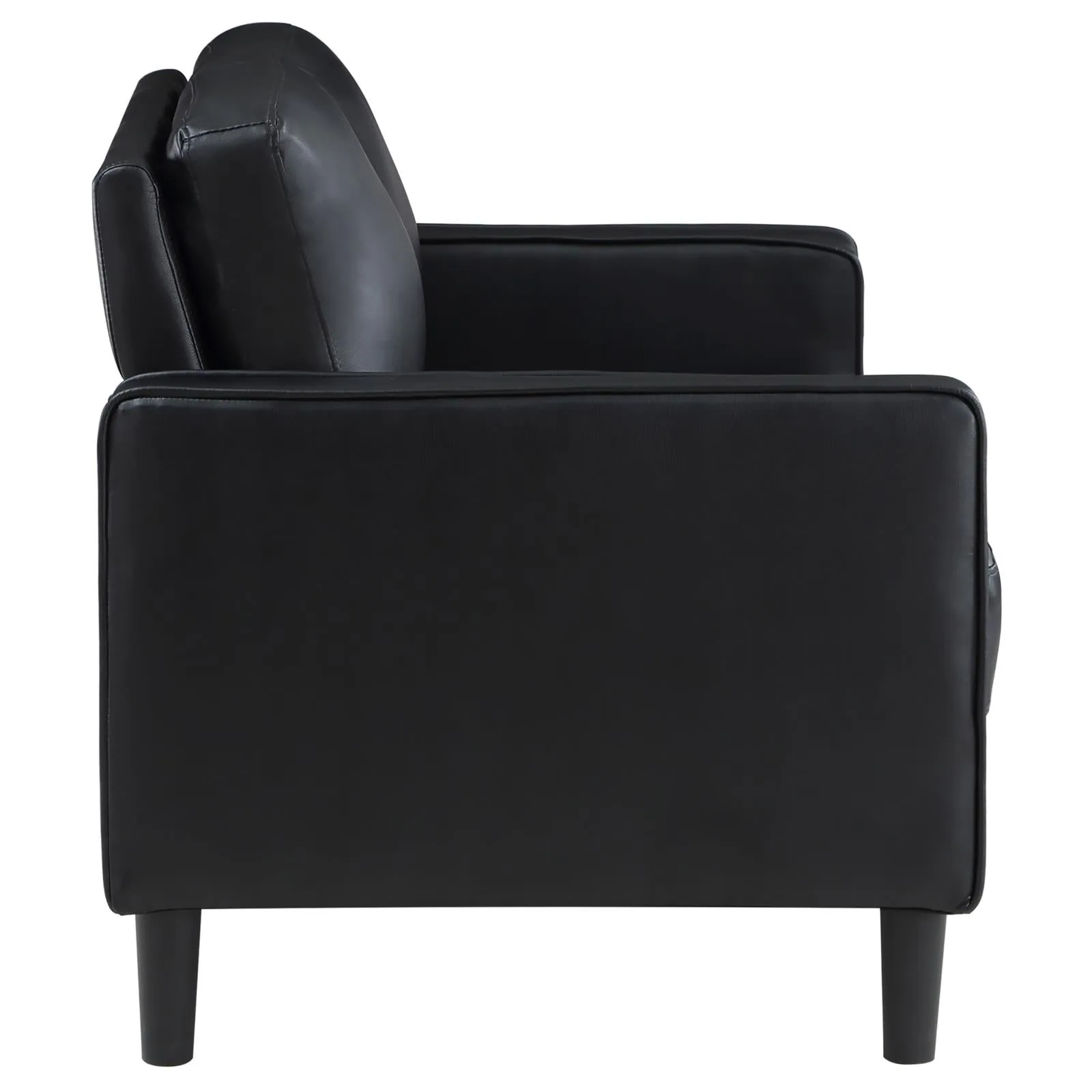 Ruth Black Upholstered Track Arm Faux Leather Living Room Set - Image 12
