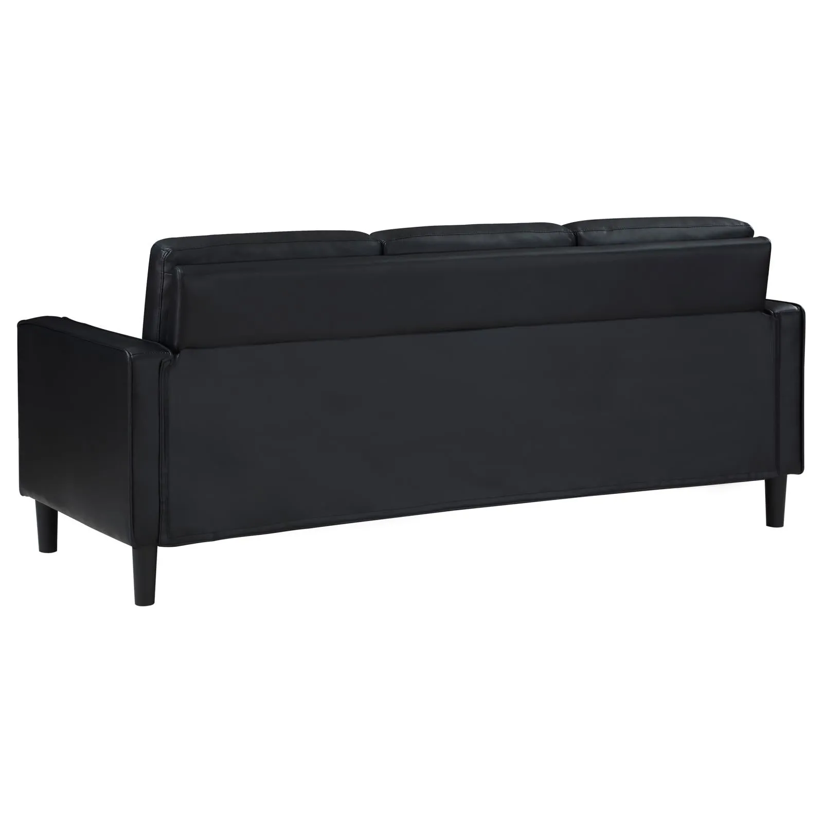 Ruth Black Upholstered Track Arm Faux Leather Living Room Set - Image 5