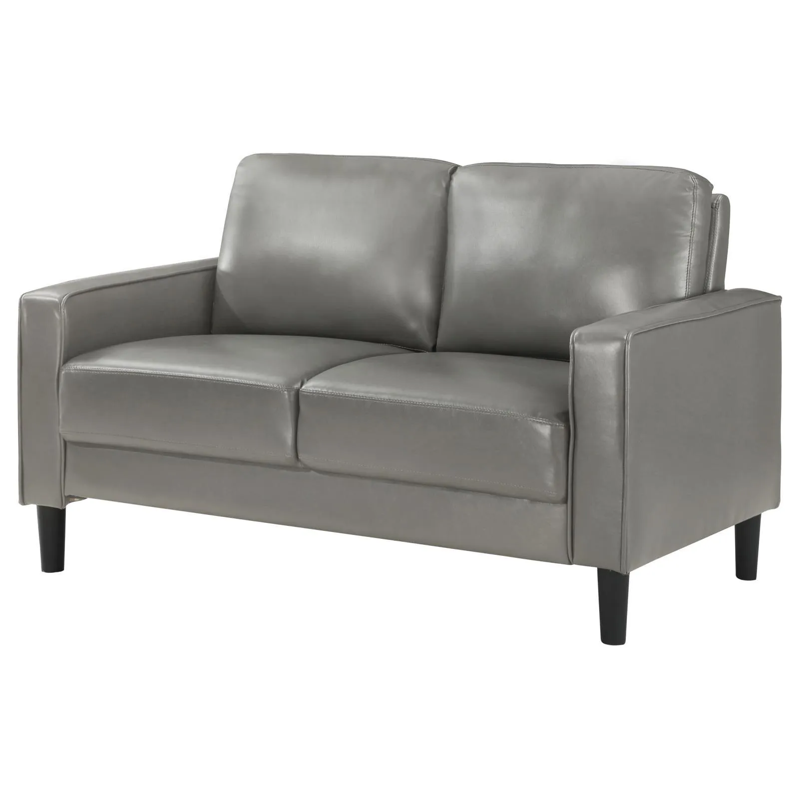 Ruth Gray Upholstered Track Arm Faux Leather Loveseat - Image 4