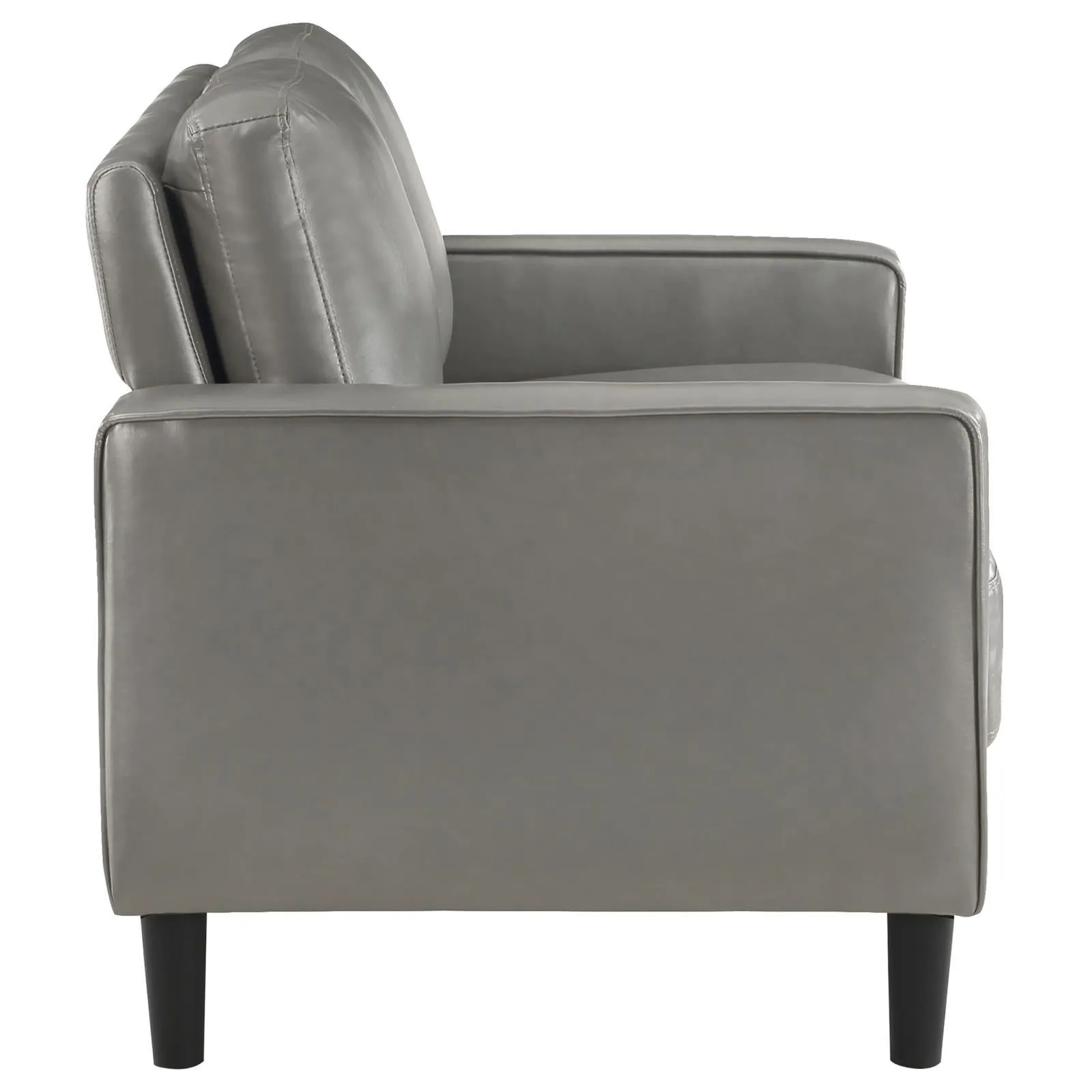 Ruth Gray Upholstered Track Arm Faux Leather Loveseat - Image 8
