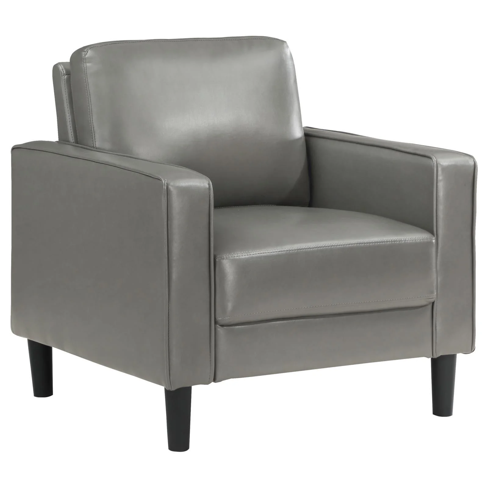 Ruth Grey Faux Leather Upholstered Track Arm Accent Chair - Image 2