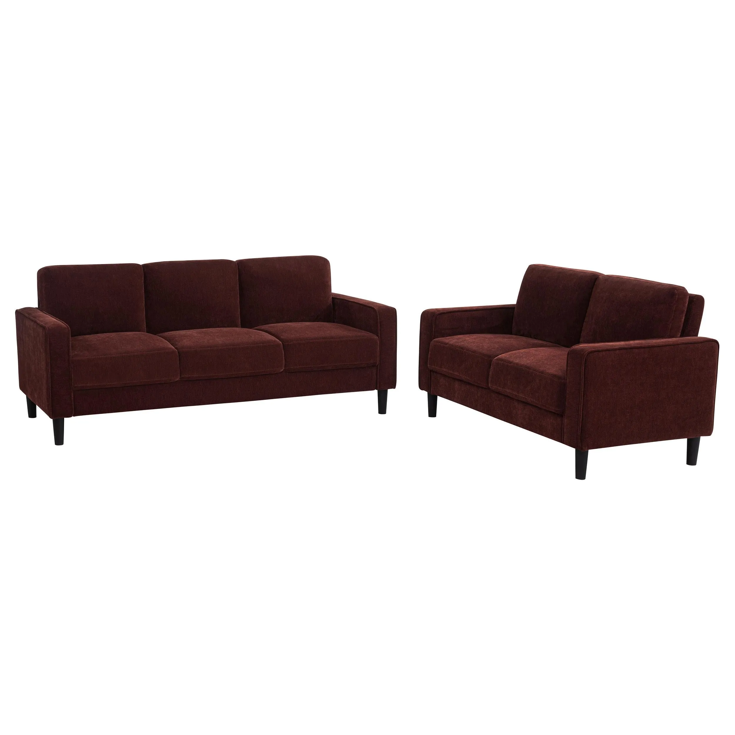 Ruth Rust Red 2-Piece Fabric Upholstered Track Arm Living Room Set