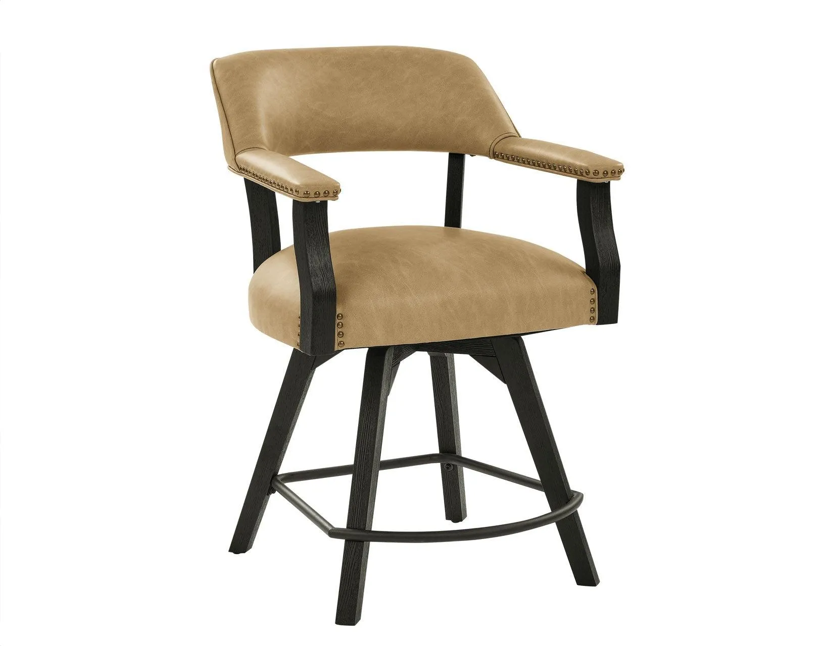 Rylie 24″ Counter Captains Chair, Black Finish with Sand Vegan Leather - Image 11