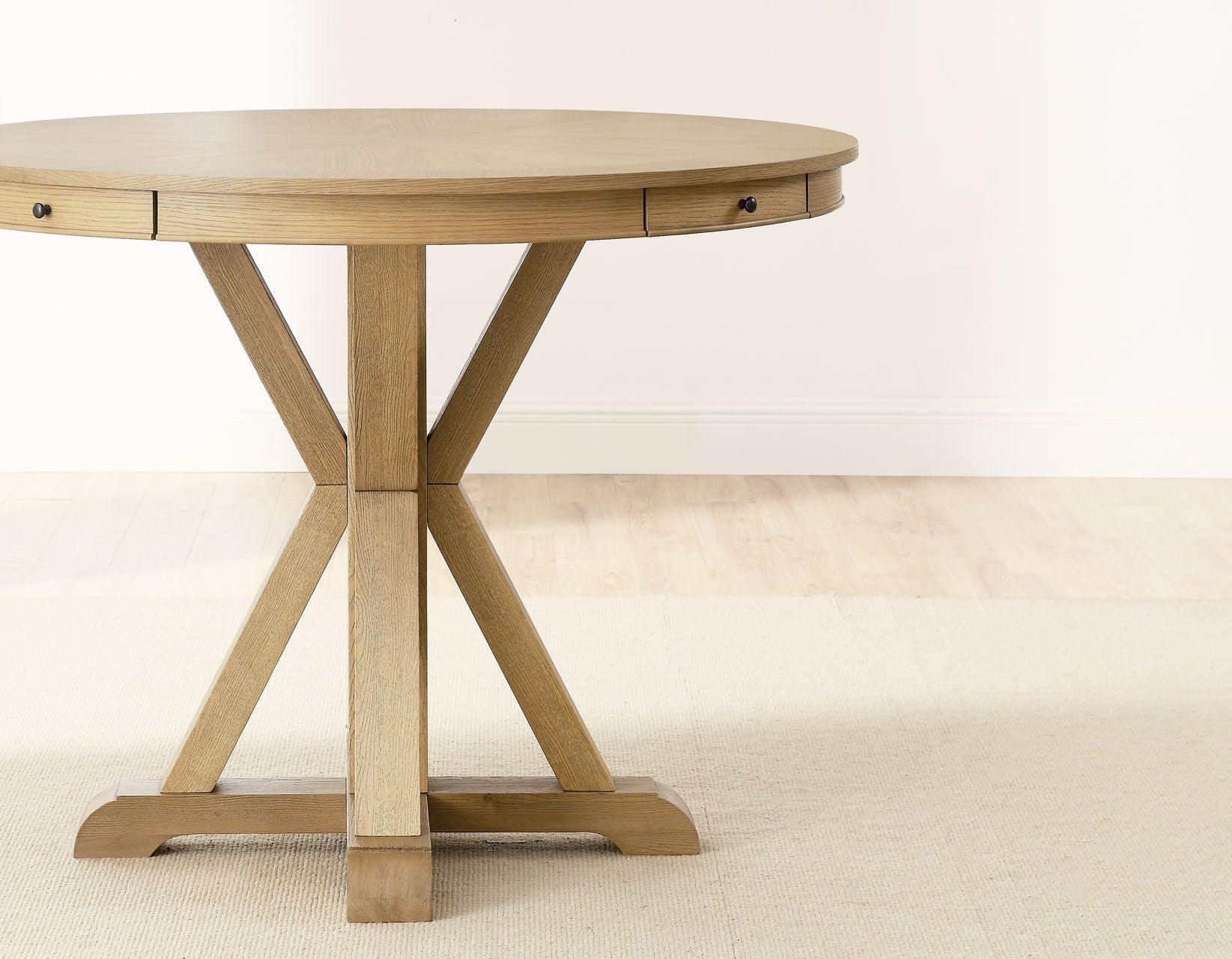 Rylie 48-inch Round Counter Dining Table with 4 Drawers and Folding Game Top, Natural Finish - Image 14