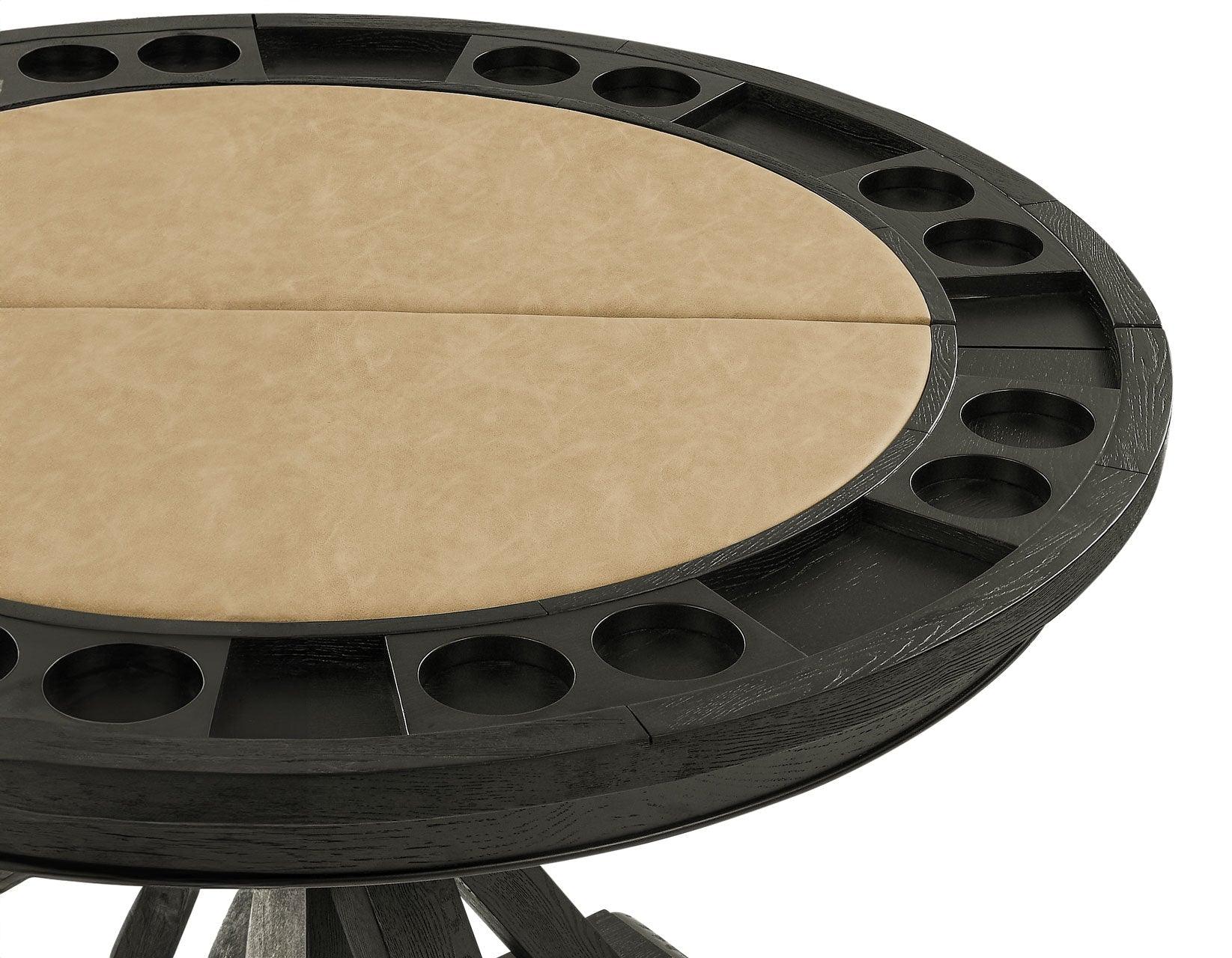 Rylie 48-inch Round Dining Table with Folding Game Top, Black Finish - Image 8