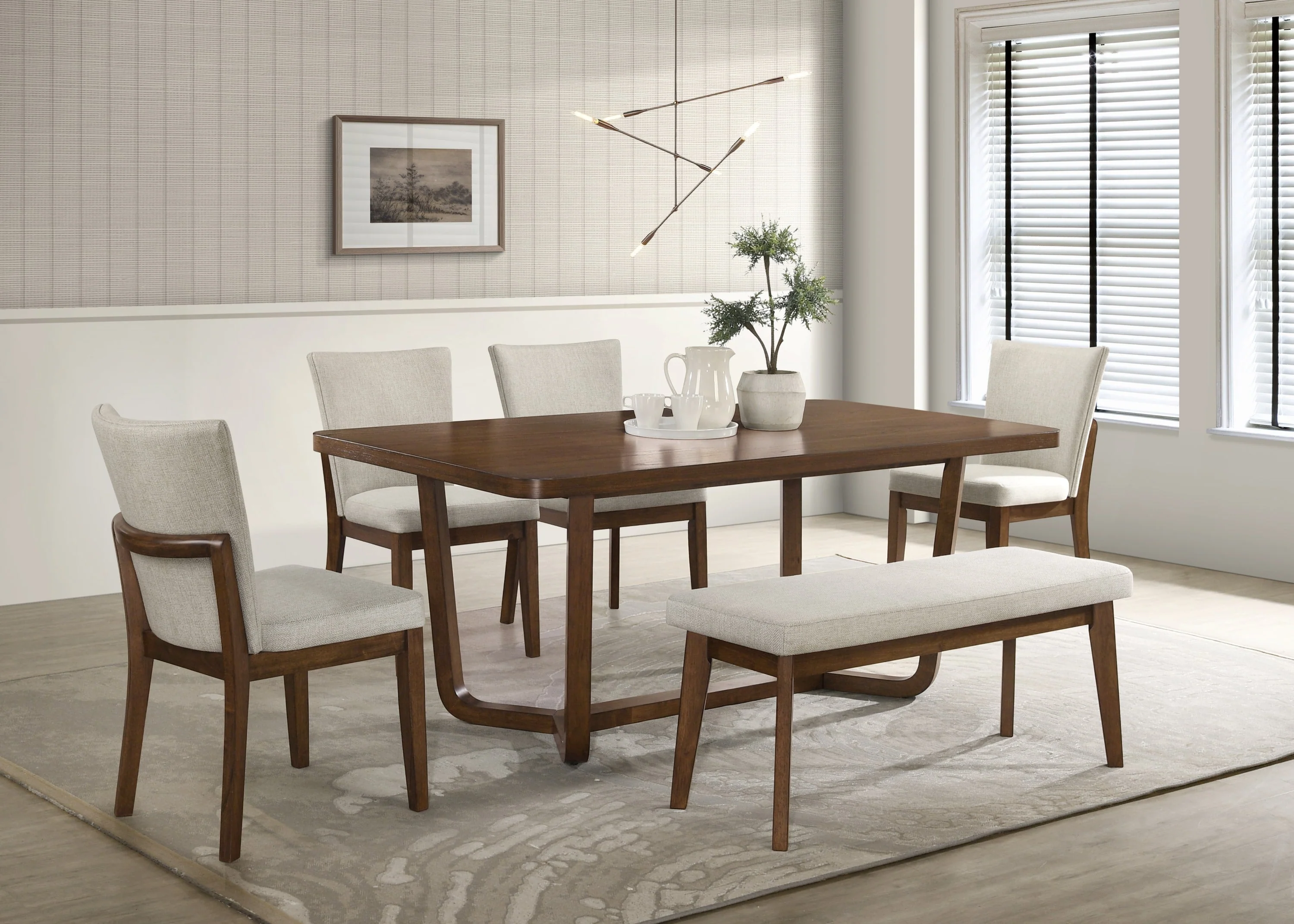 Salerno Beige and Brown Dining Bench - Image 3
