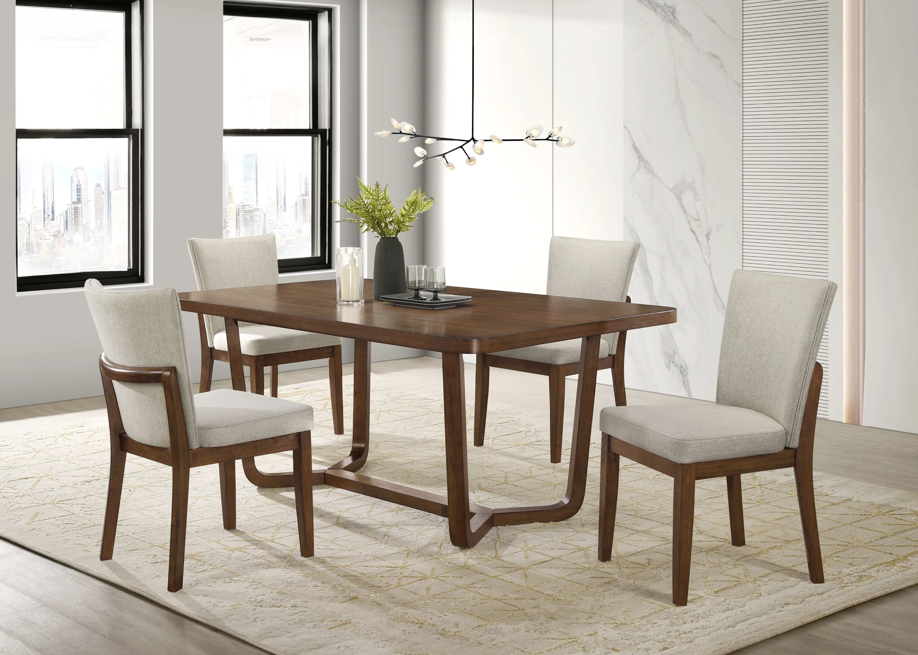 Salerno Beige and Brown Dining Side Chair, Set of 2 - Image 4