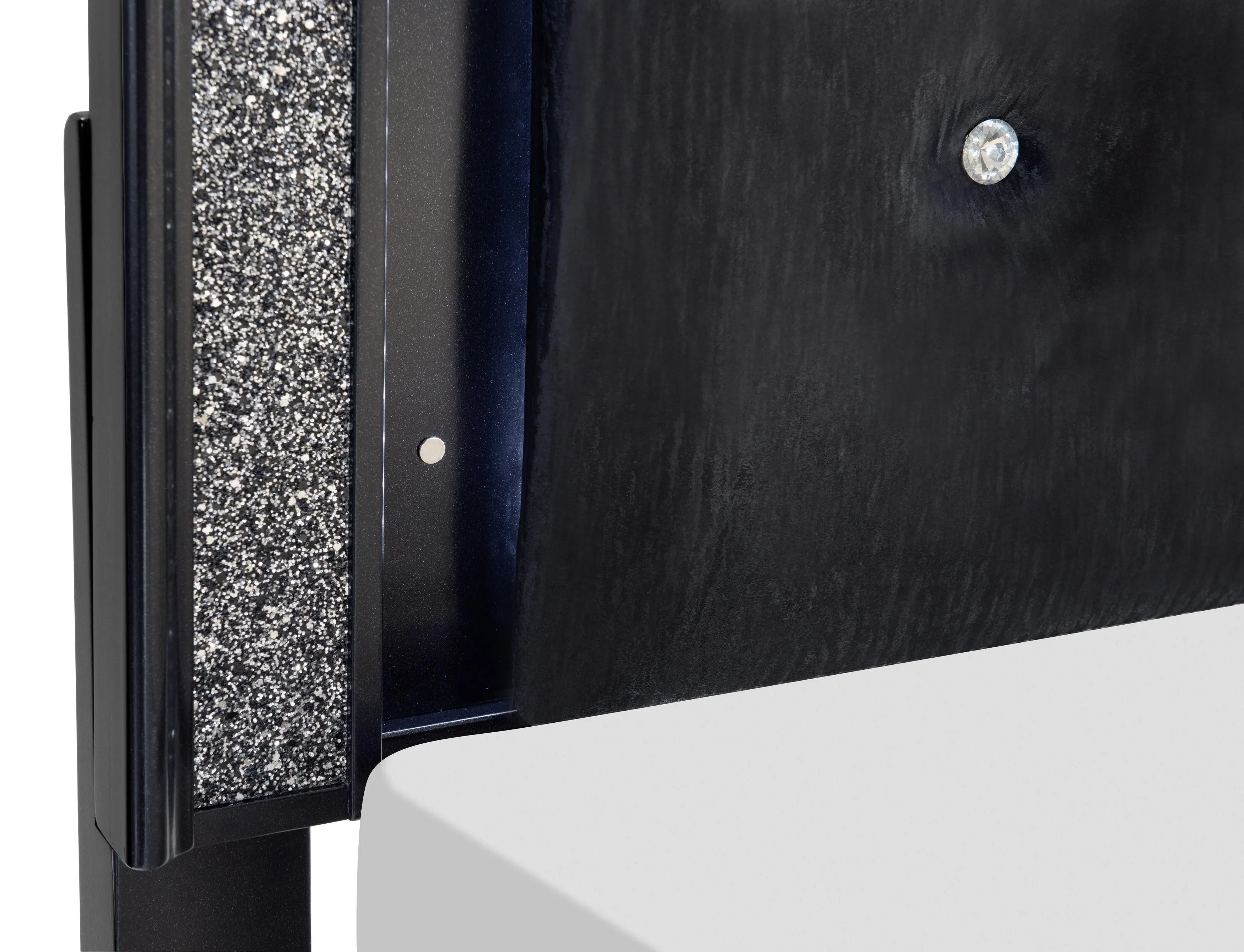 Salon Black King LED Upholstered Panel Bed - Image 3
