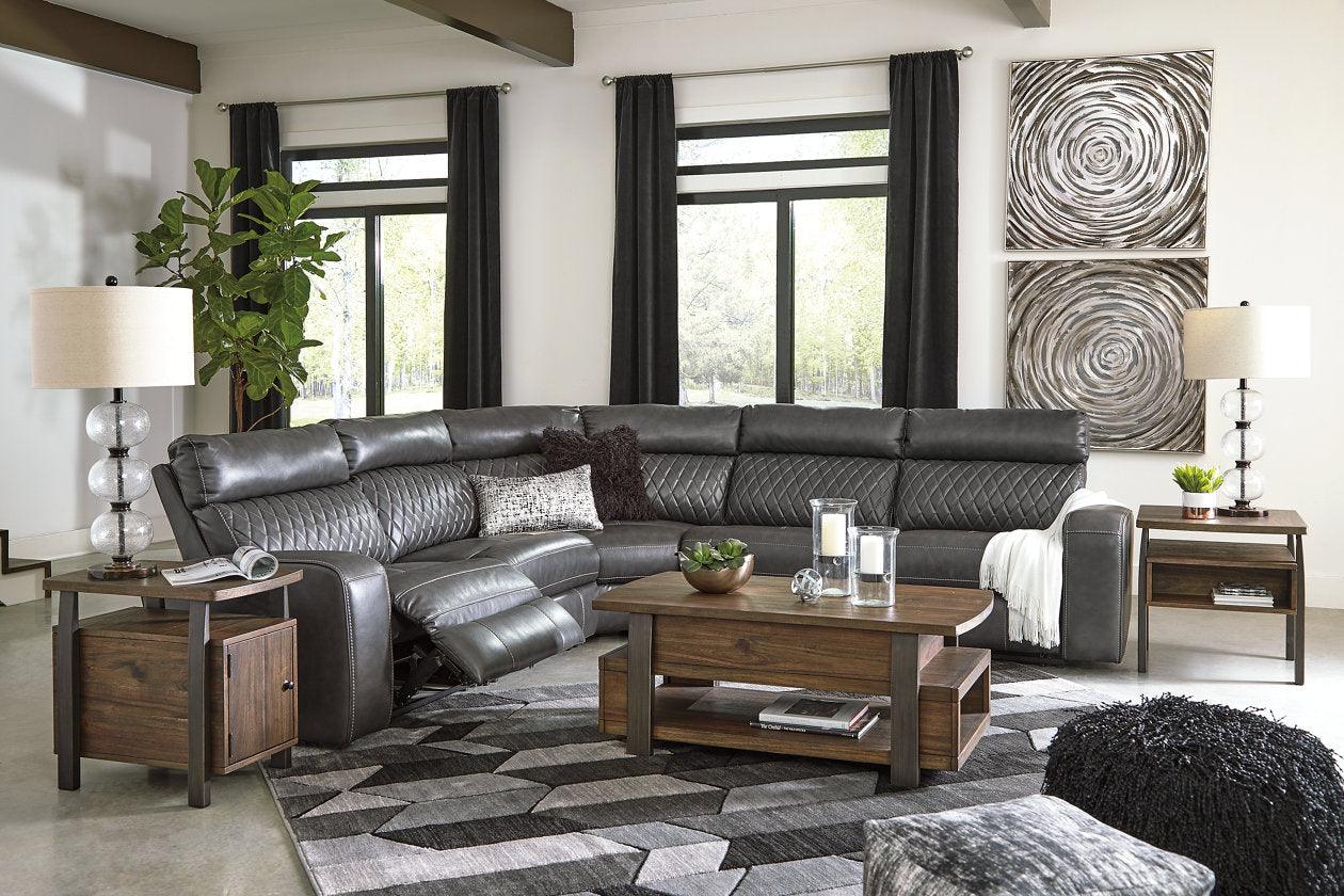 Samperstone Gray 5-Piece Power Reclining Modular Sectional - Image 4