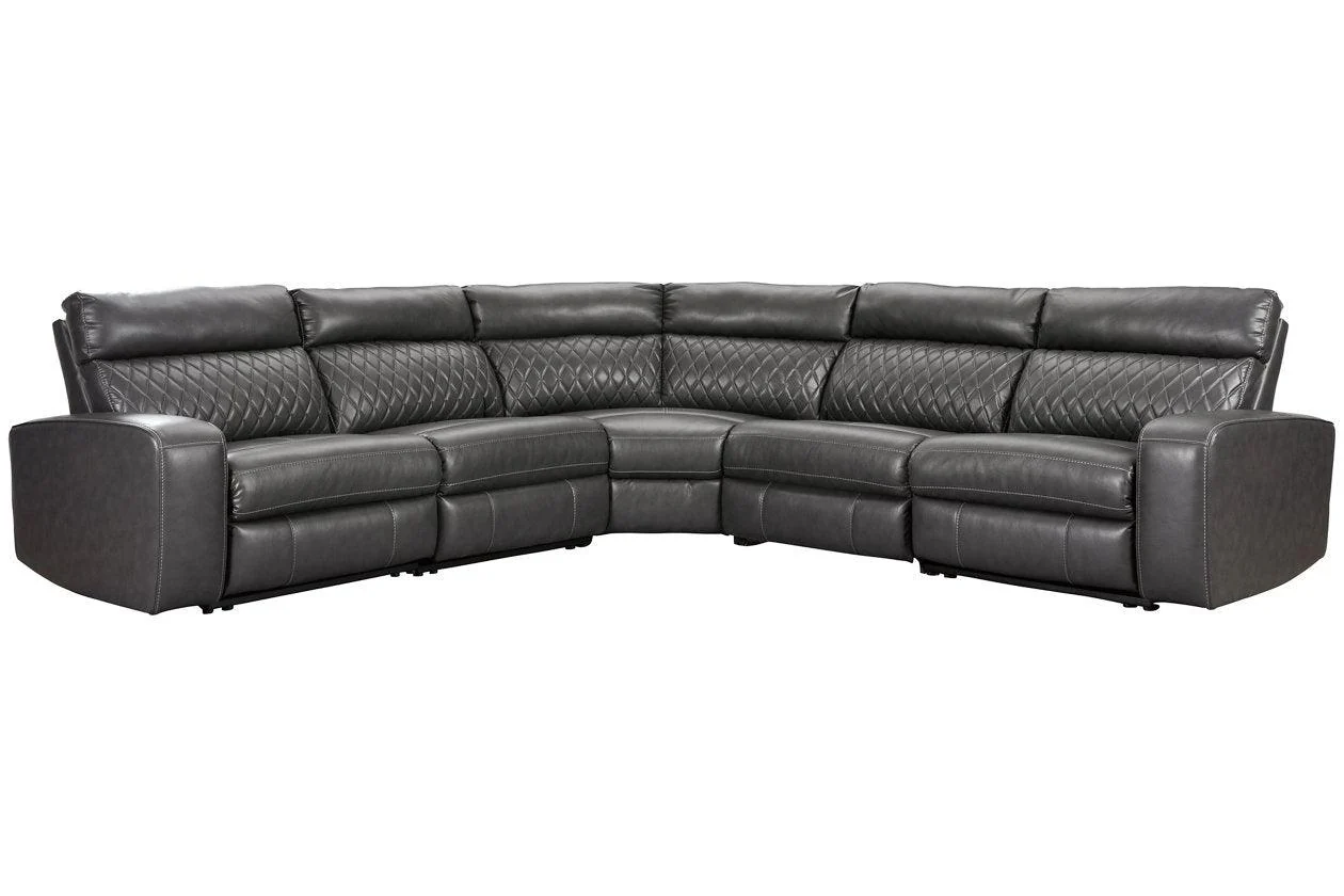 Samperstone Gray 5-Piece Power Reclining Modular Sectional - Image 6