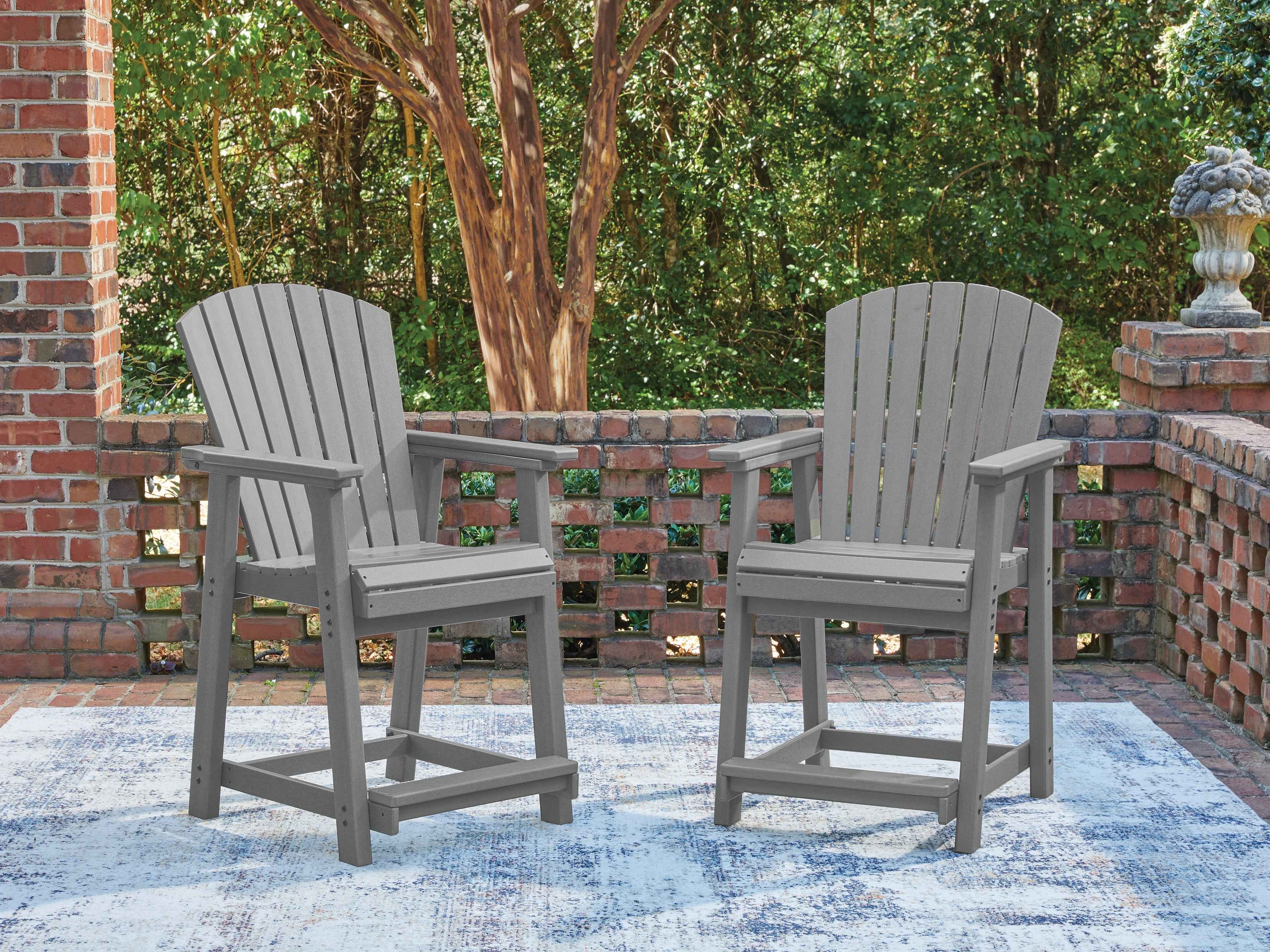 Sanctuary Beach Dark Gray Outdoor Counter Height Bar Stool (Set of 2)