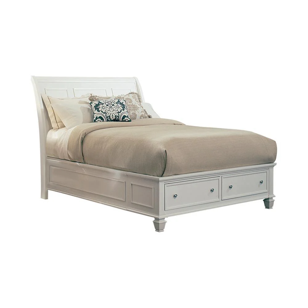 Sandy Beach White Eastern King Storage Sleigh Bed - Image 2