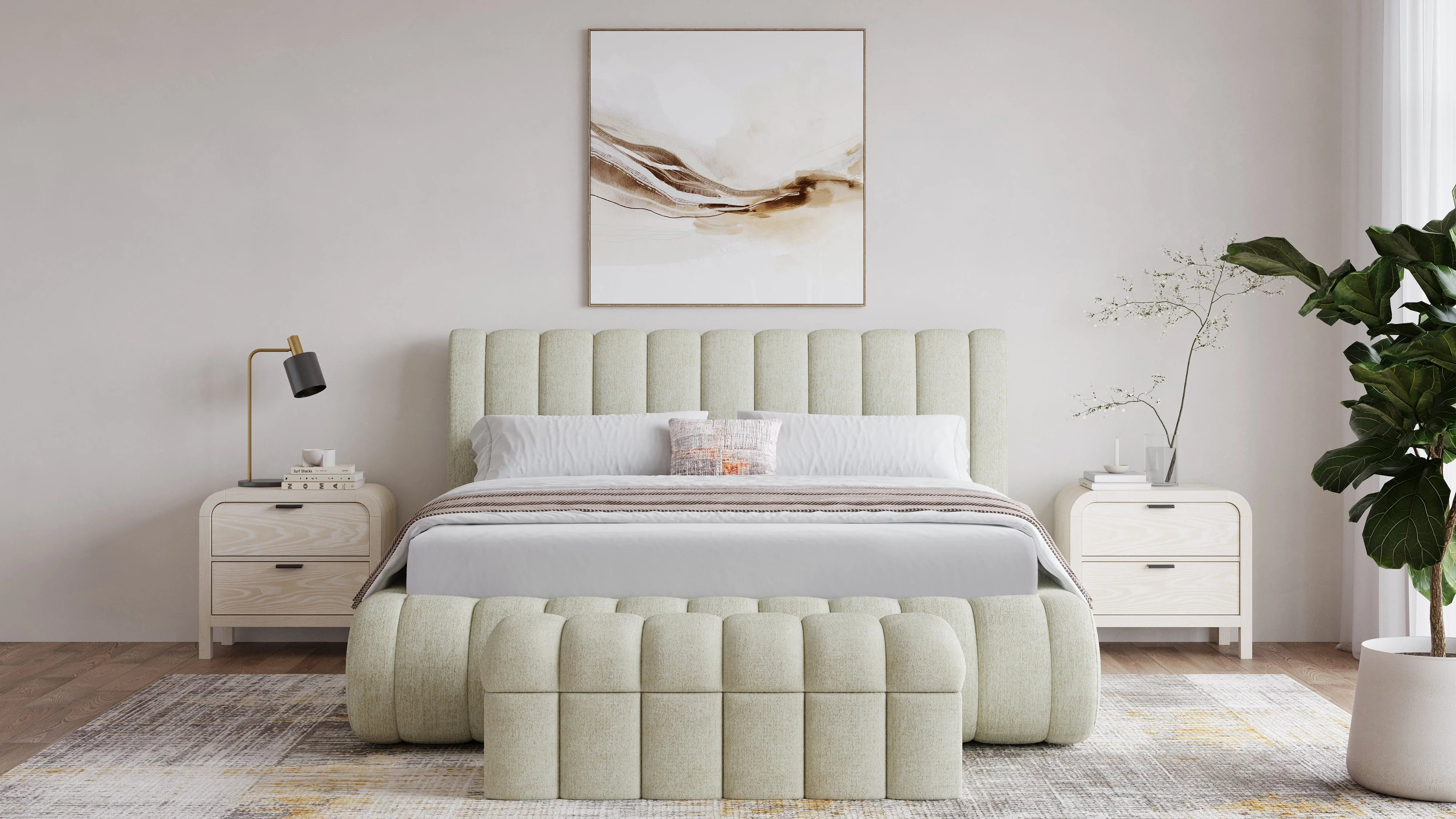 Savage Maximalist Queen Upholstered Bed in Sandy Chenille - Image 2