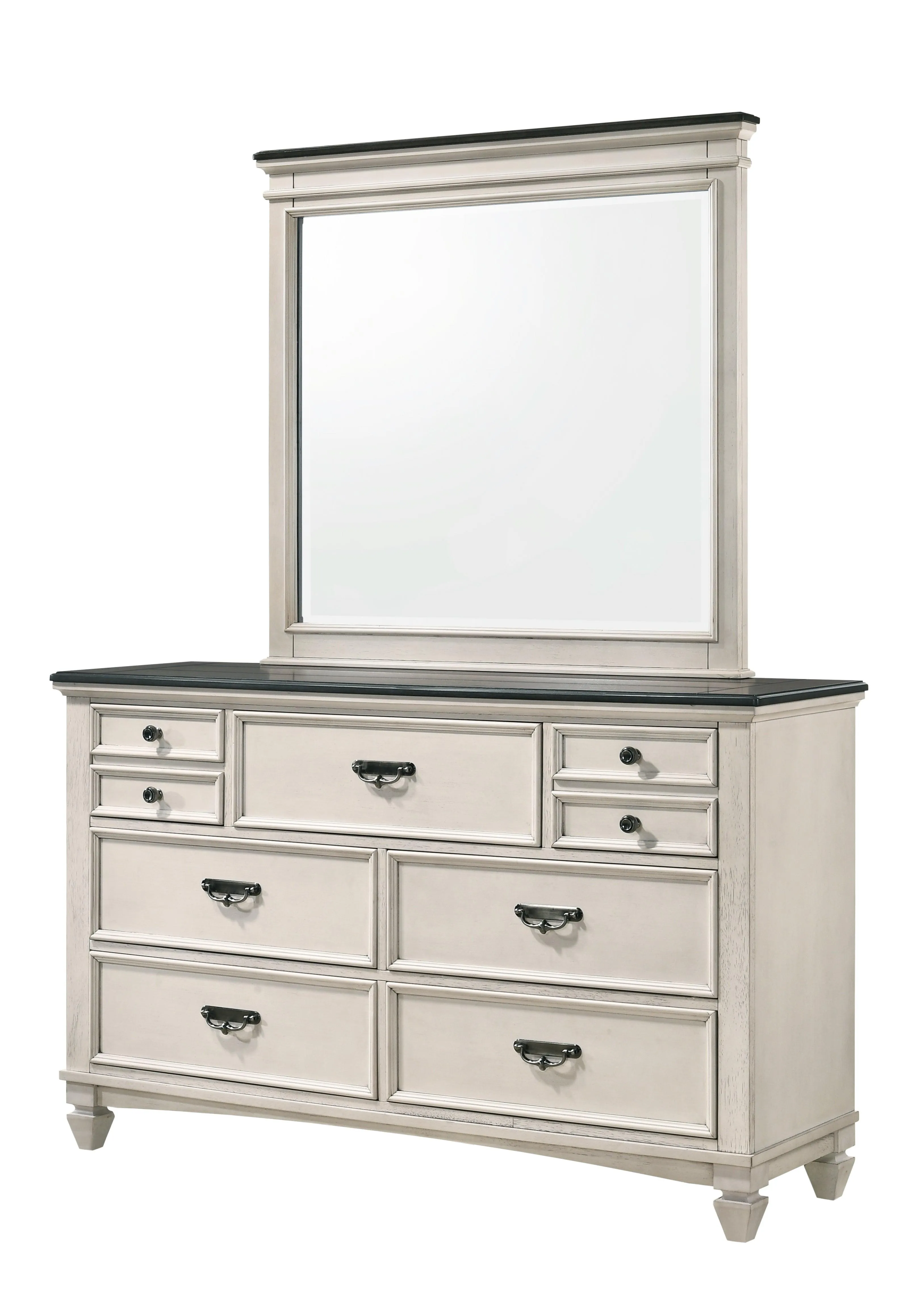 Sawyer Antique White and Brown Bedroom Mirror (Mirror Only)