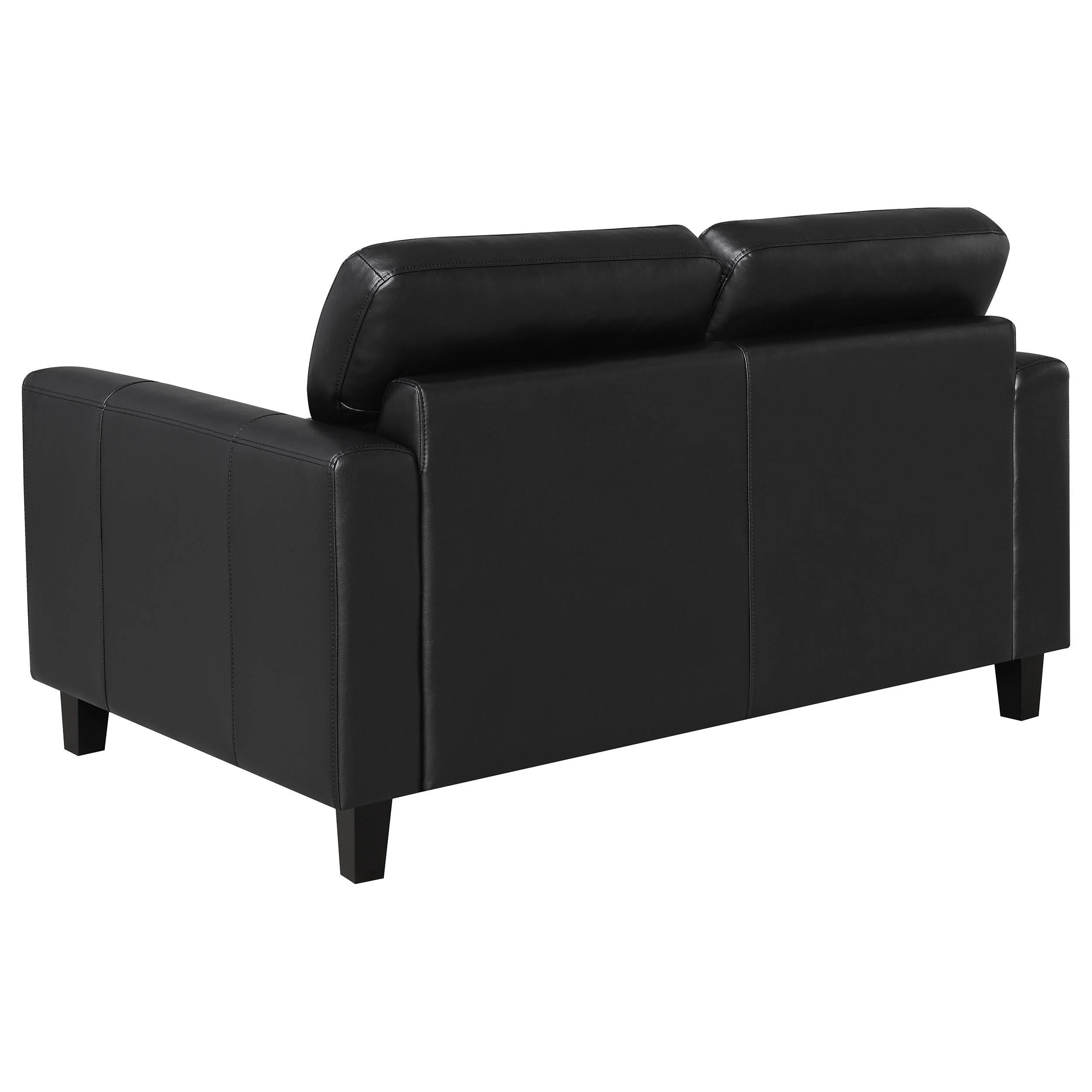 Scotland 3-piece Faux Leather Upholstered Sofa Set Black - Image 9