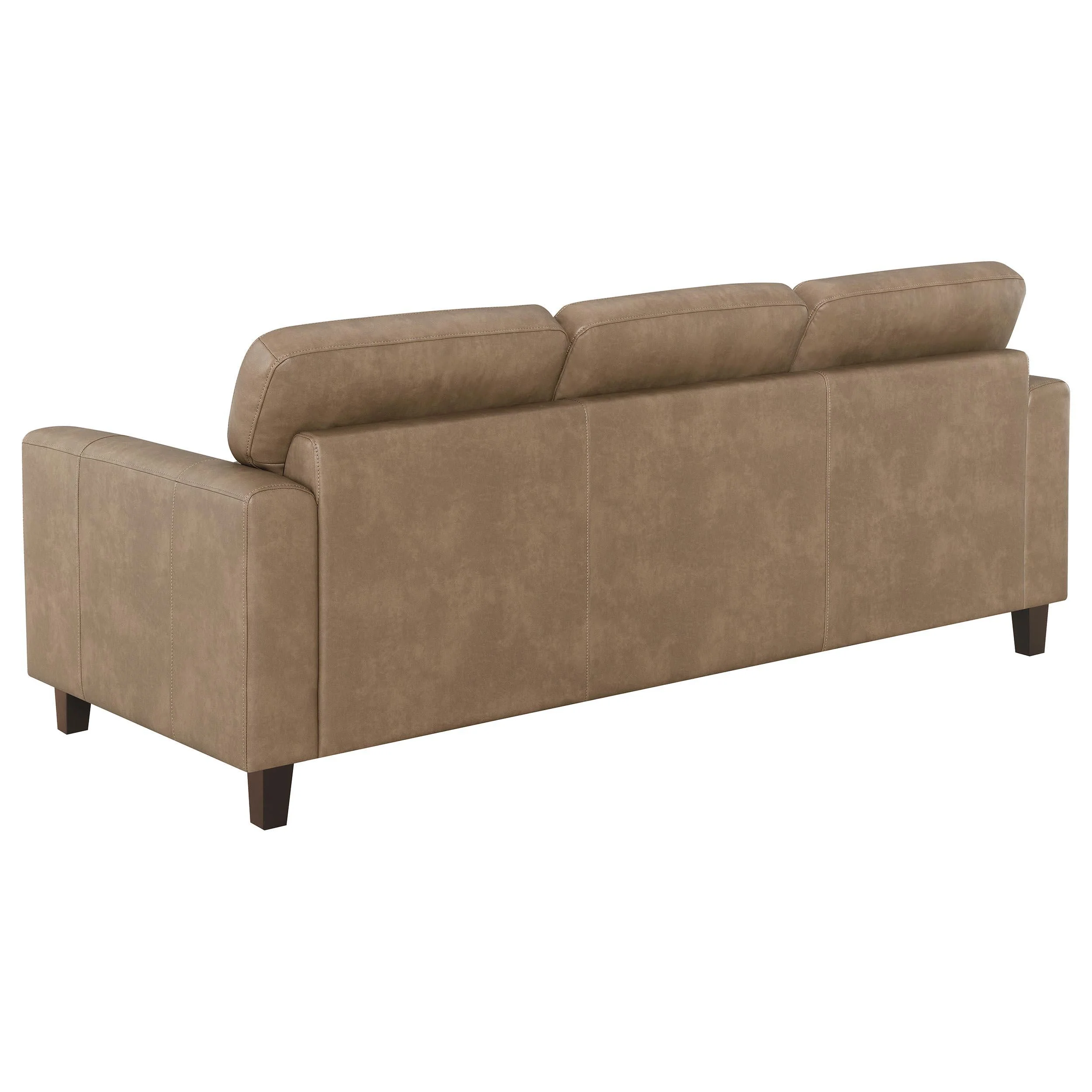 Scotland Brown Faux Leather Upholstered Track Arm Sofa - Image 6