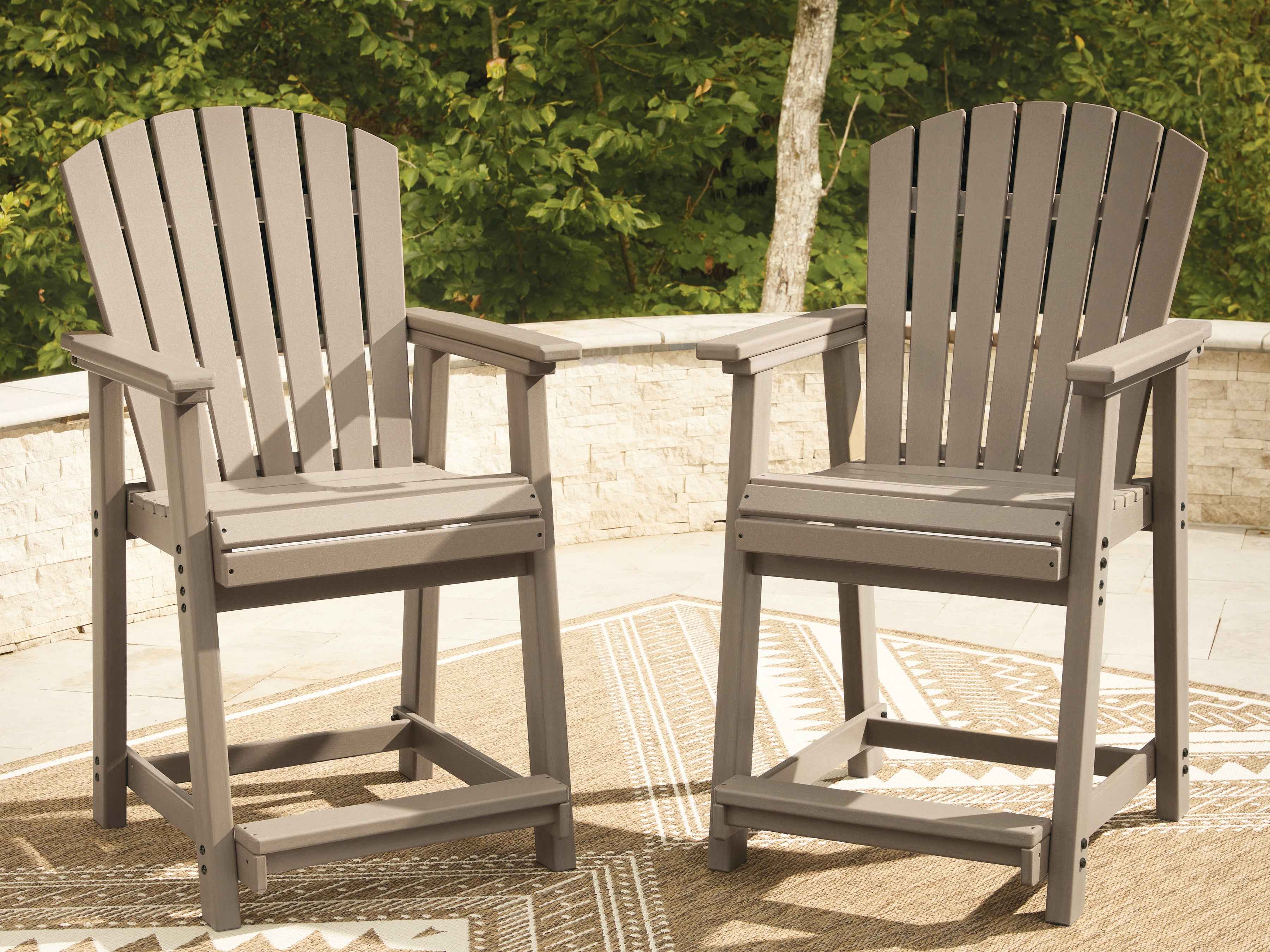 Seacliff Beach Medium Brown Outdoor Counter Height Bar Stool (Set of 2)