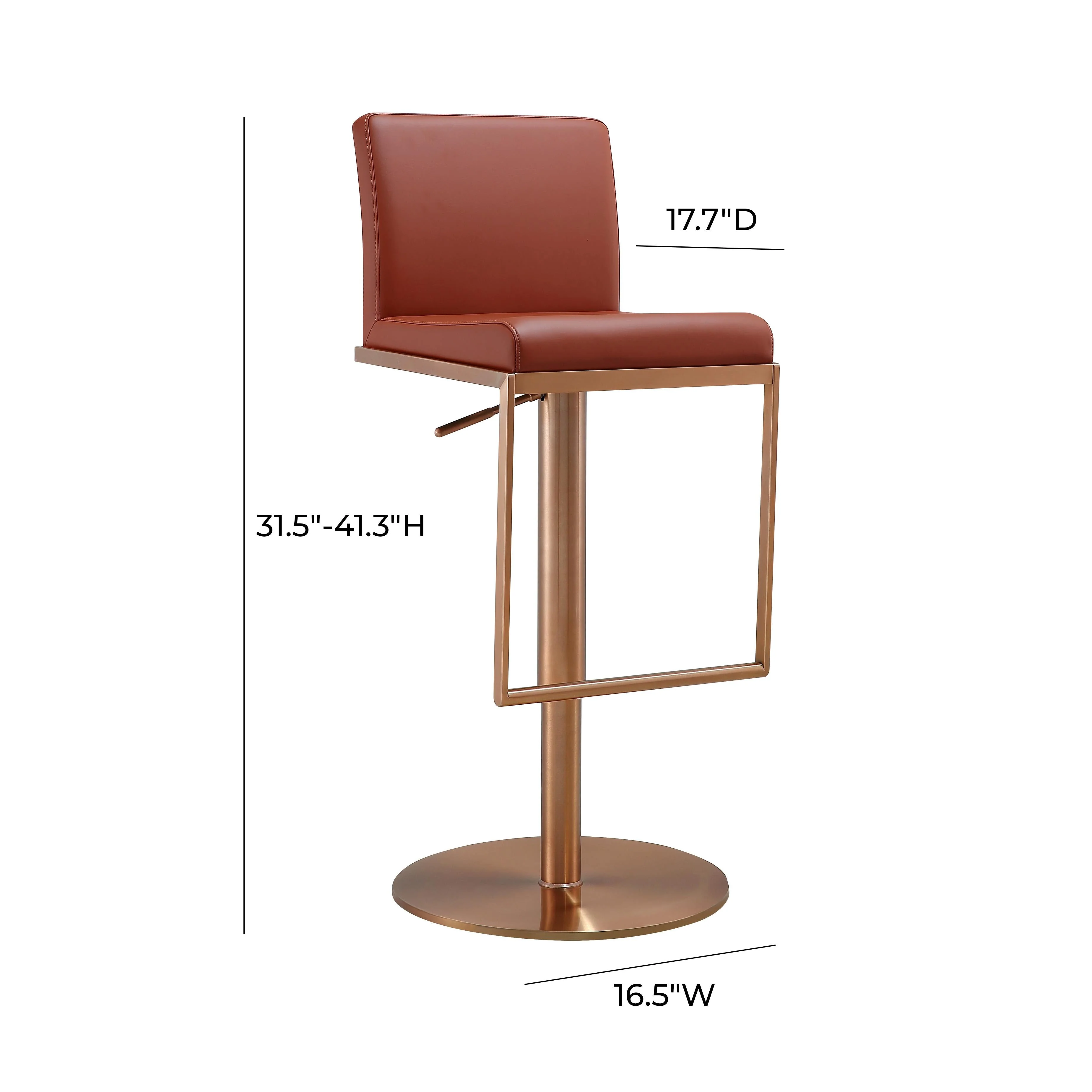 Sentinel Saddle Brown and Rose Gold Adjustable Stool - Image 8