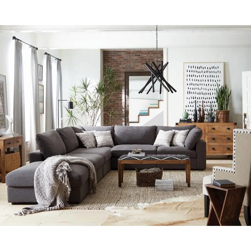 Serene Charcoal 4-Piece Upholstered Modular Sectional