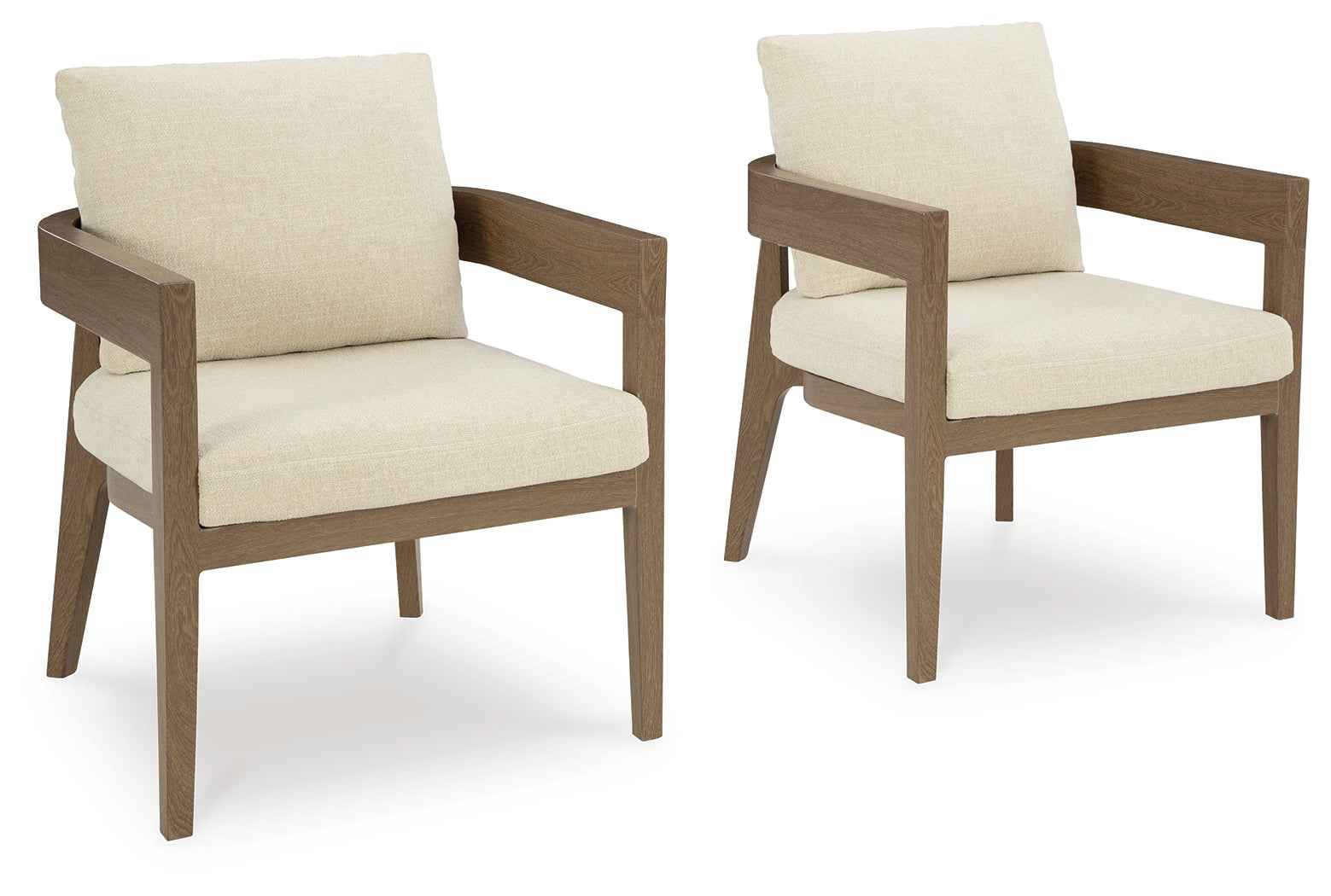 Serene Bay Dark Brown/White Outdoor Dining Arm Chair with Cushion - Image 3