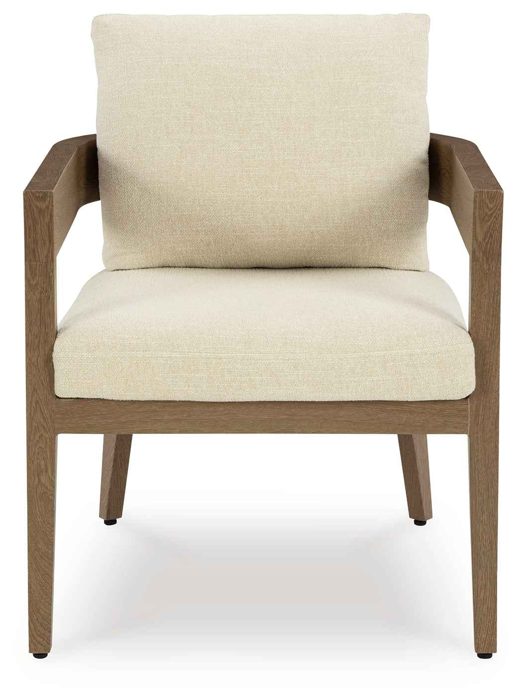 Serene Bay Dark Brown/White Outdoor Dining Arm Chair with Cushion - Image 4