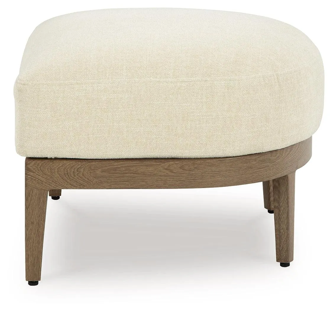 Serene Bay Dark Brown/White Outdoor Ottoman with Cushion - Image 4