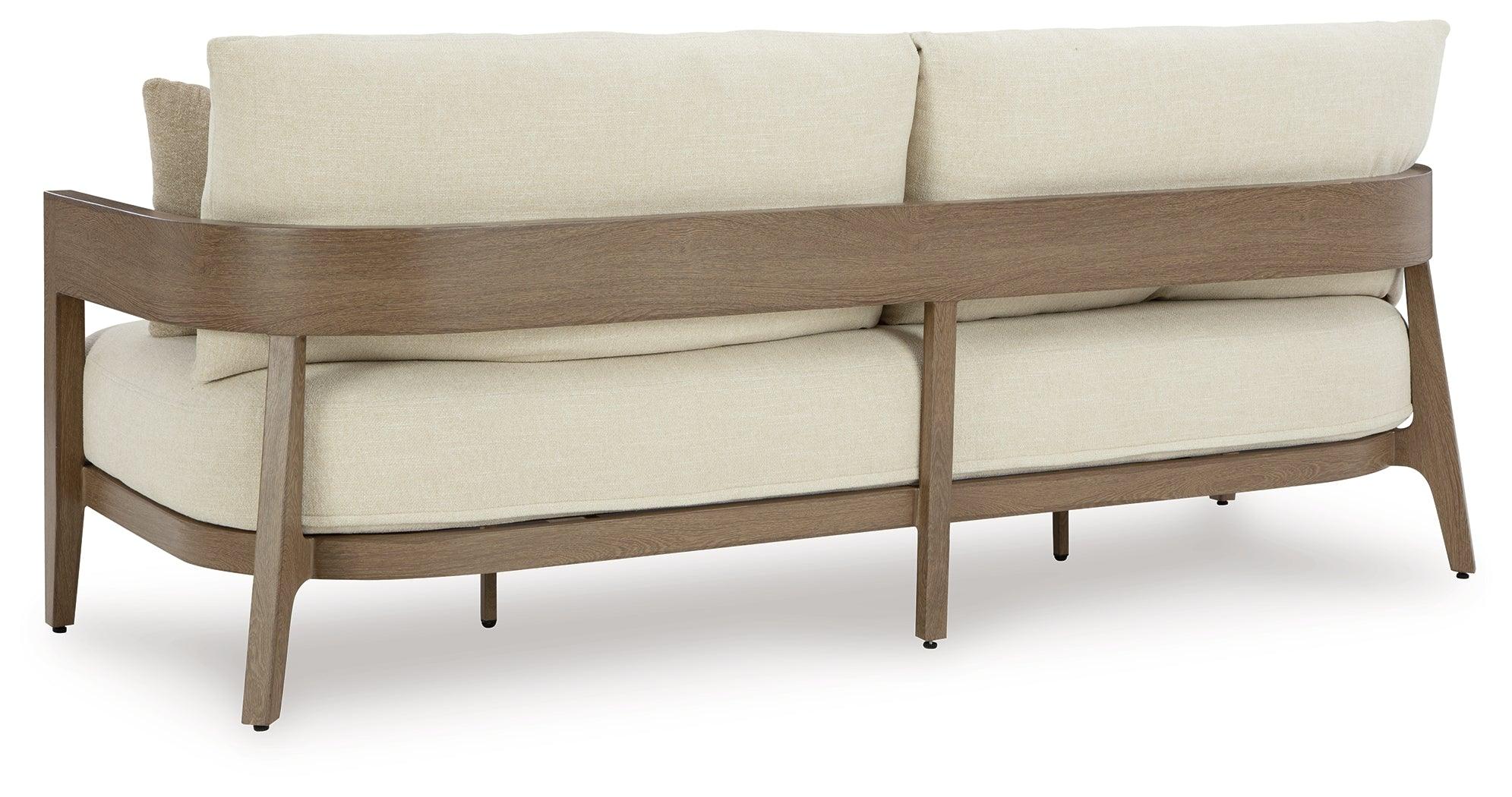 Serene Bay Dark Brown/White Outdoor Sofa with Cushion - Image 5