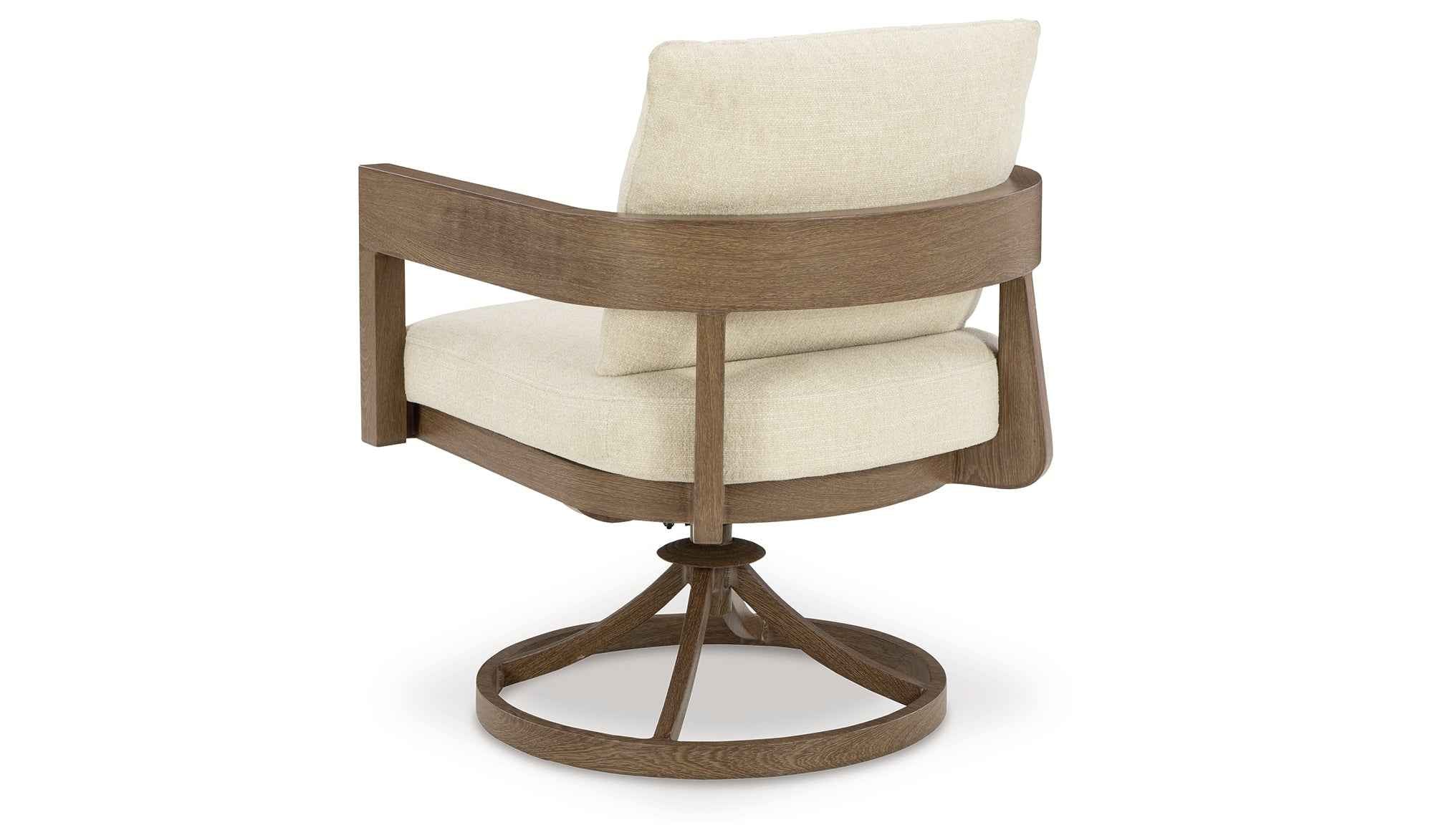 Serene Bay Dark Brown/White Outdoor Swivel Dining Chair with Cushion - Image 16