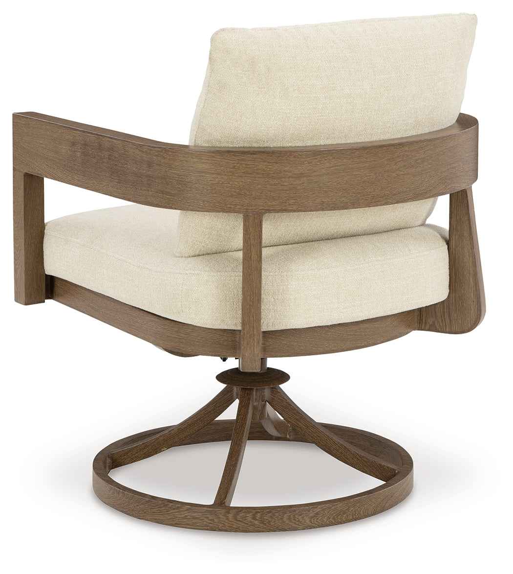 Serene Bay Dark Brown/White Outdoor Swivel Dining Chair with Cushion - Image 6