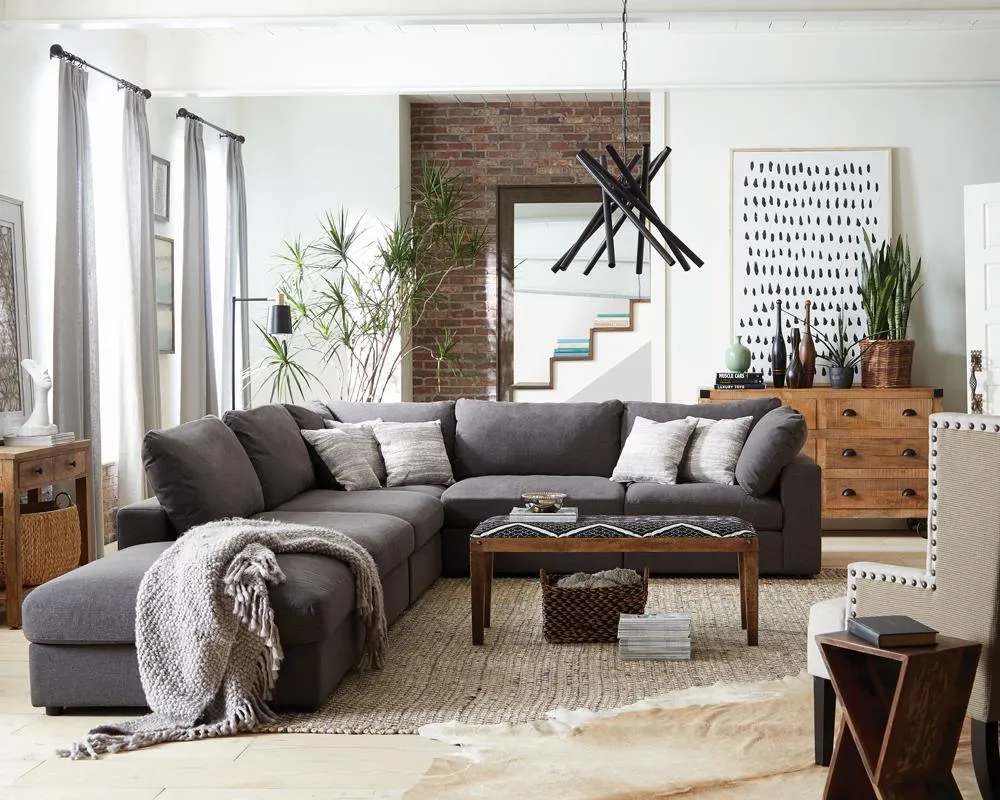 Serene Charcoal Upholstered Armless Chair - Image 4