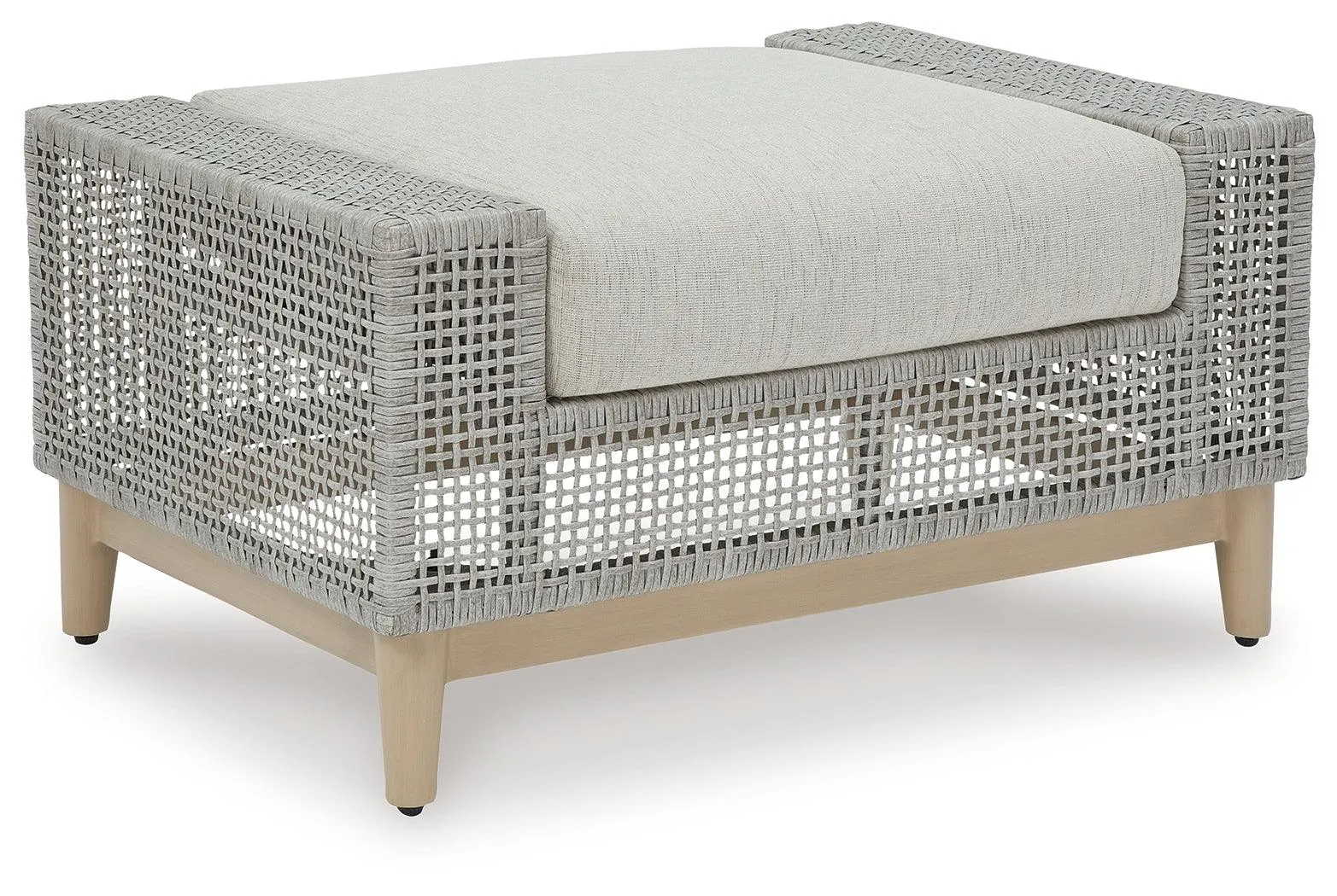 Seton Creek Gray Outdoor Ottoman with Cushion - Image 3