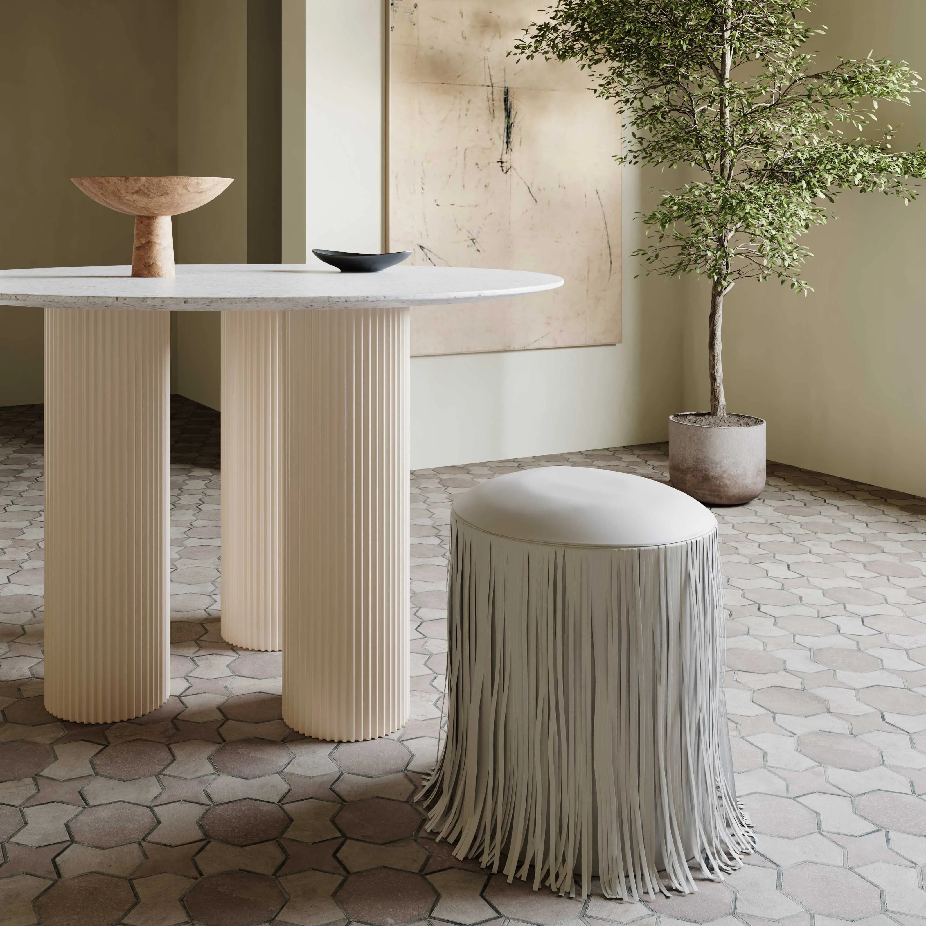 Shag Me Performance Vegan Leather Ottoman - Image 8