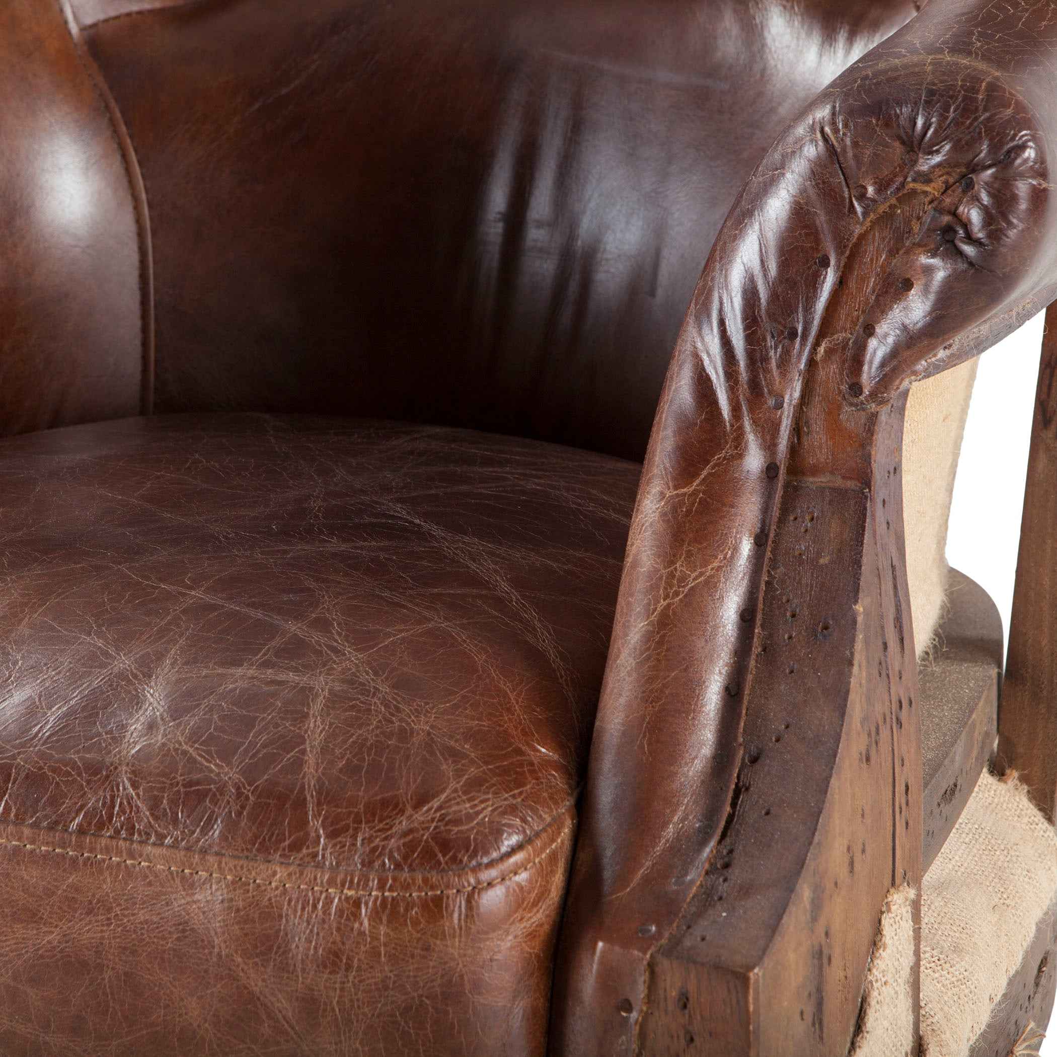 Shakespeare 28" Deconstructed Accent Chair in Vintage Cigar Leather - Image 5