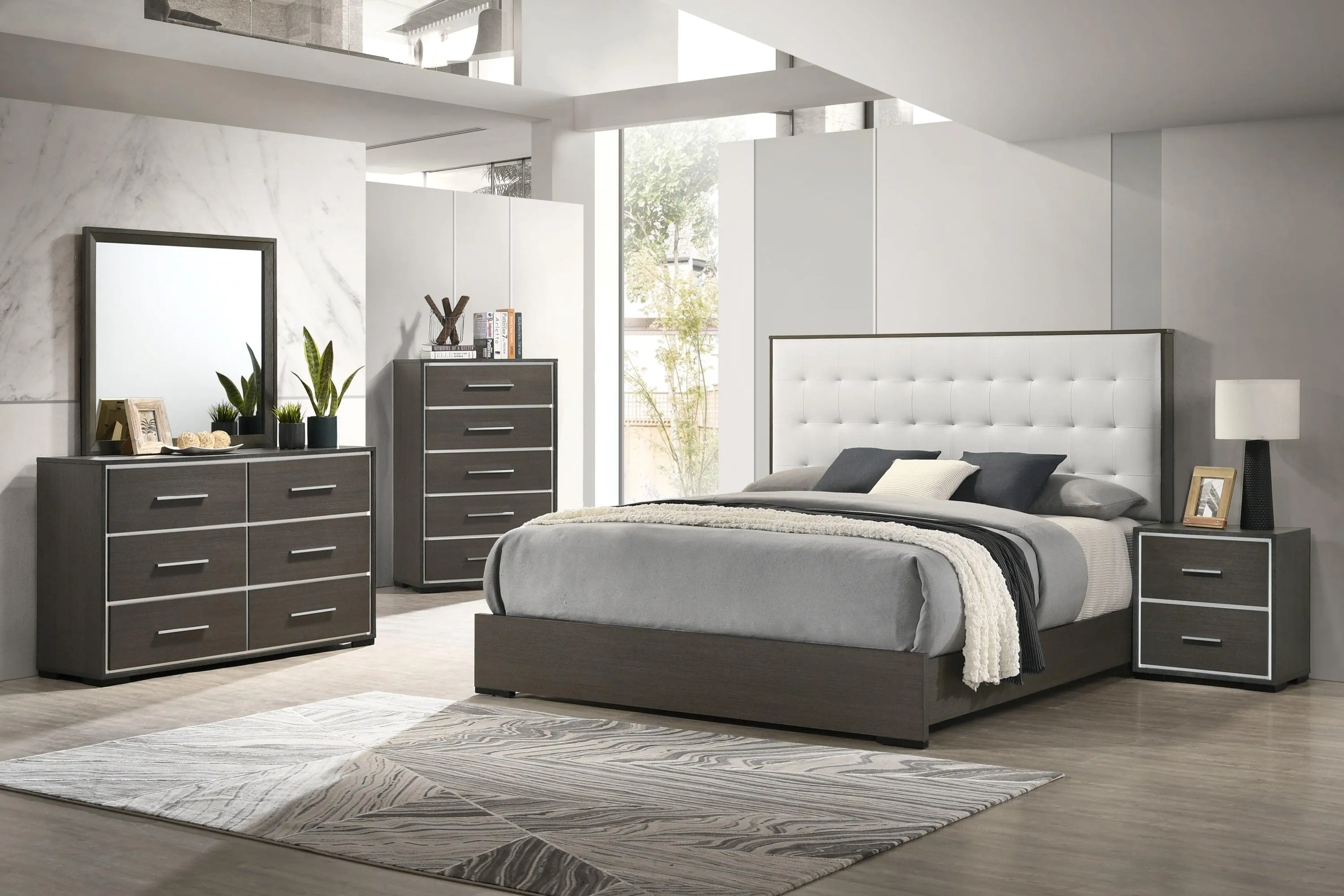 Sharpe Brown King Upholstered Panel Bed - Image 2