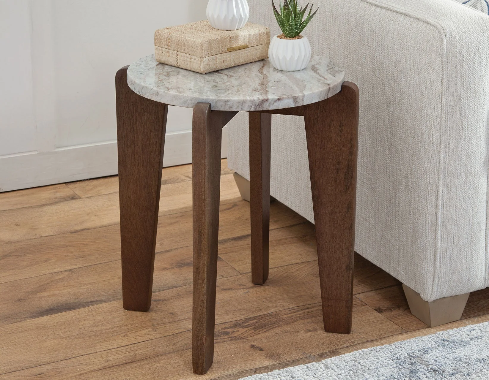 Shavon Toronto Brown 3-Piece Solid Marble Table Set - Image 3