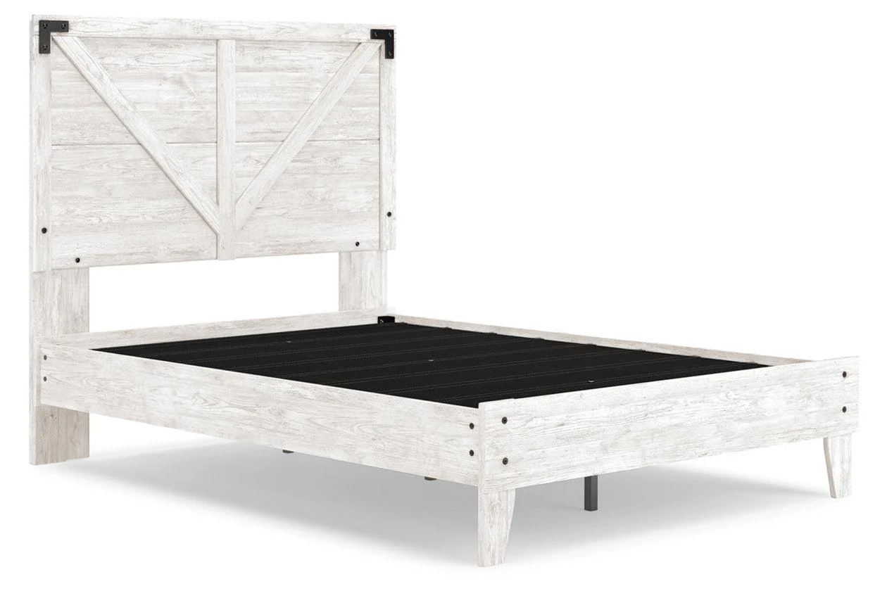 Shawburn White/Dark Charcoal Gray Full Crossbuck Panel Platform Bed - Image 2
