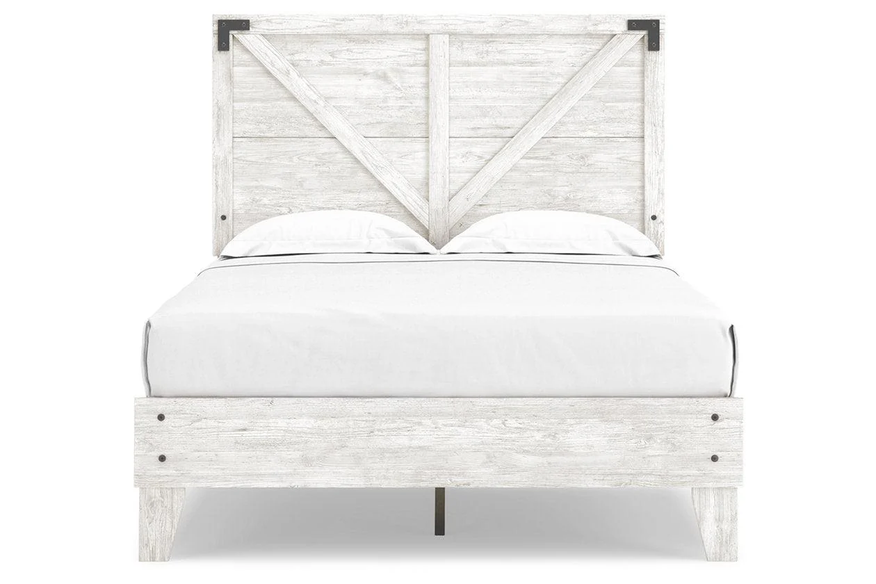 Shawburn White/Dark Charcoal Gray Full Crossbuck Panel Platform Bed - Image 3