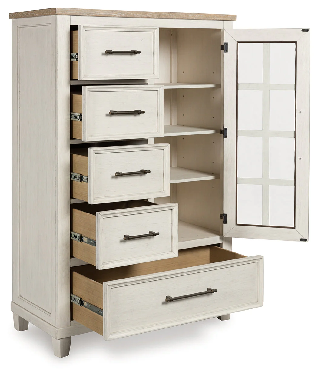 Shaybrock Antique White/Brown Door Chest - Image 2