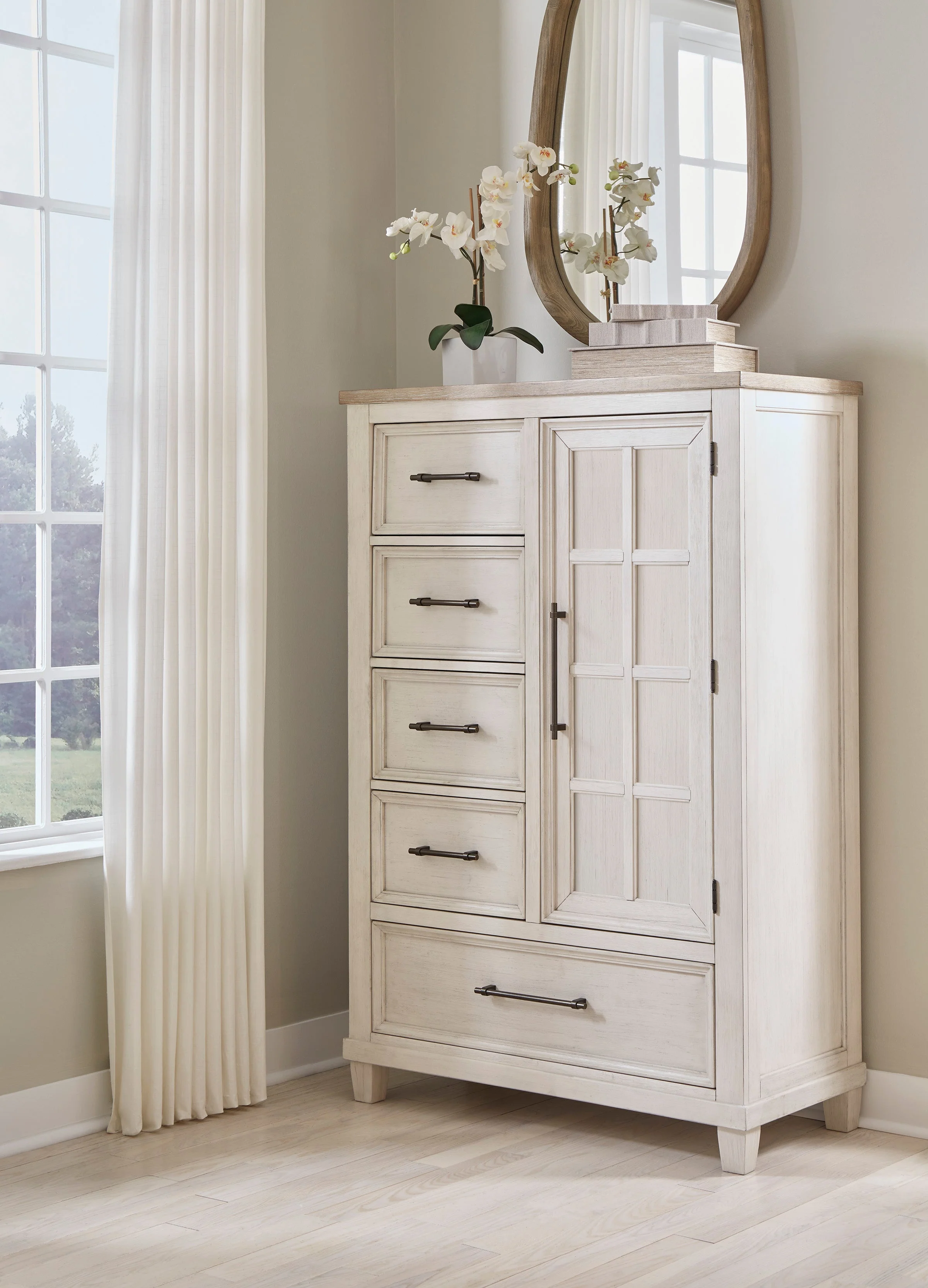 Shaybrock Antique White/Brown Door Chest - Image 6