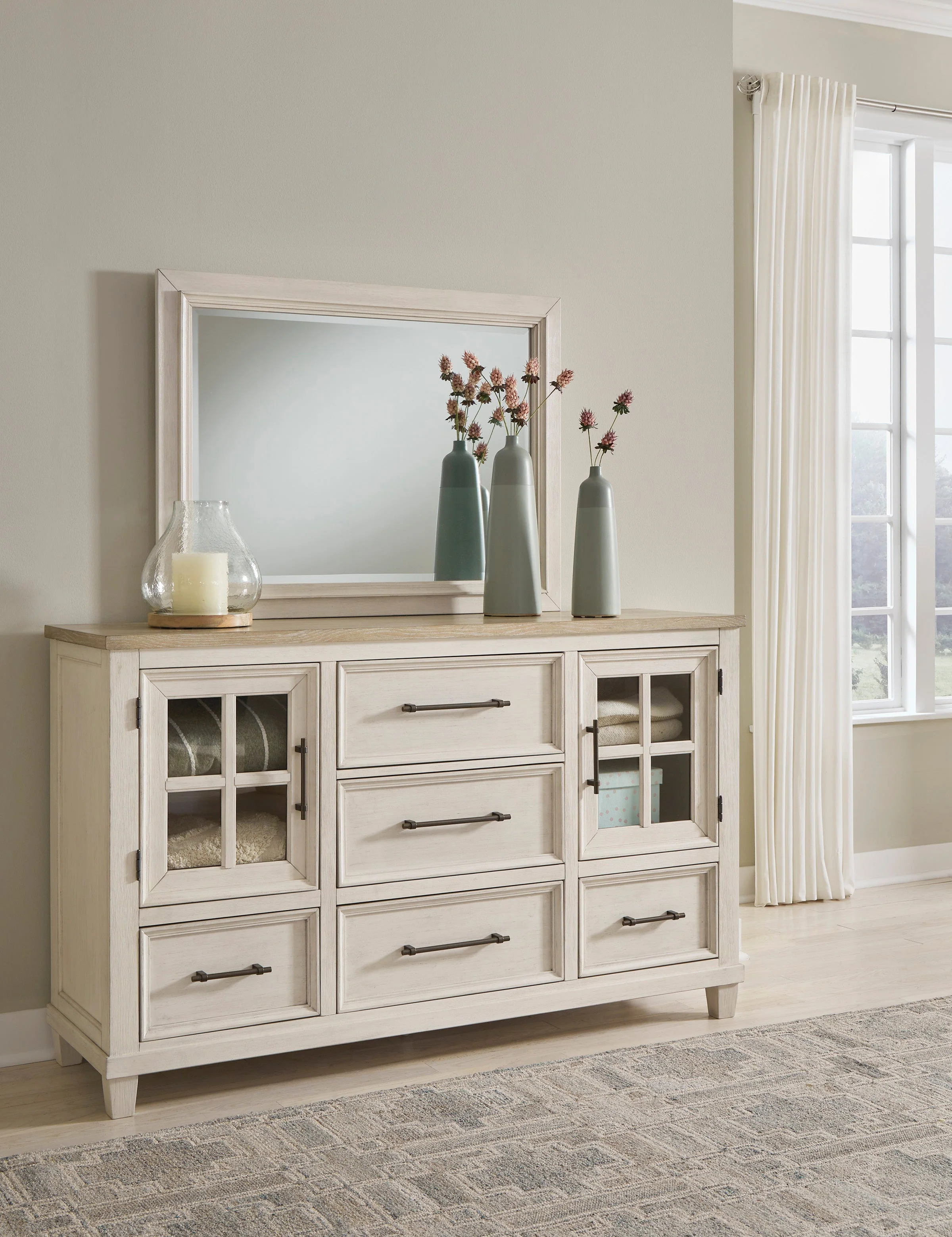 Shaybrock Antique White/Brown Dresser - Image 7
