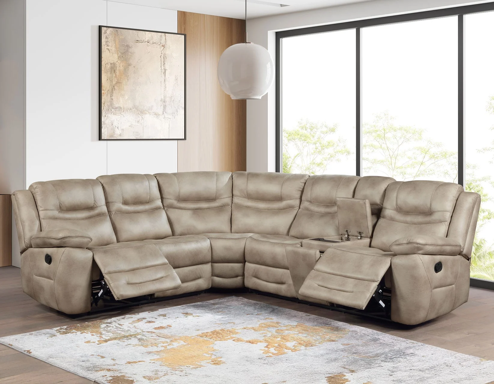 Shelton Brown 3-Piece Manual Reclining Sectional - Image 2